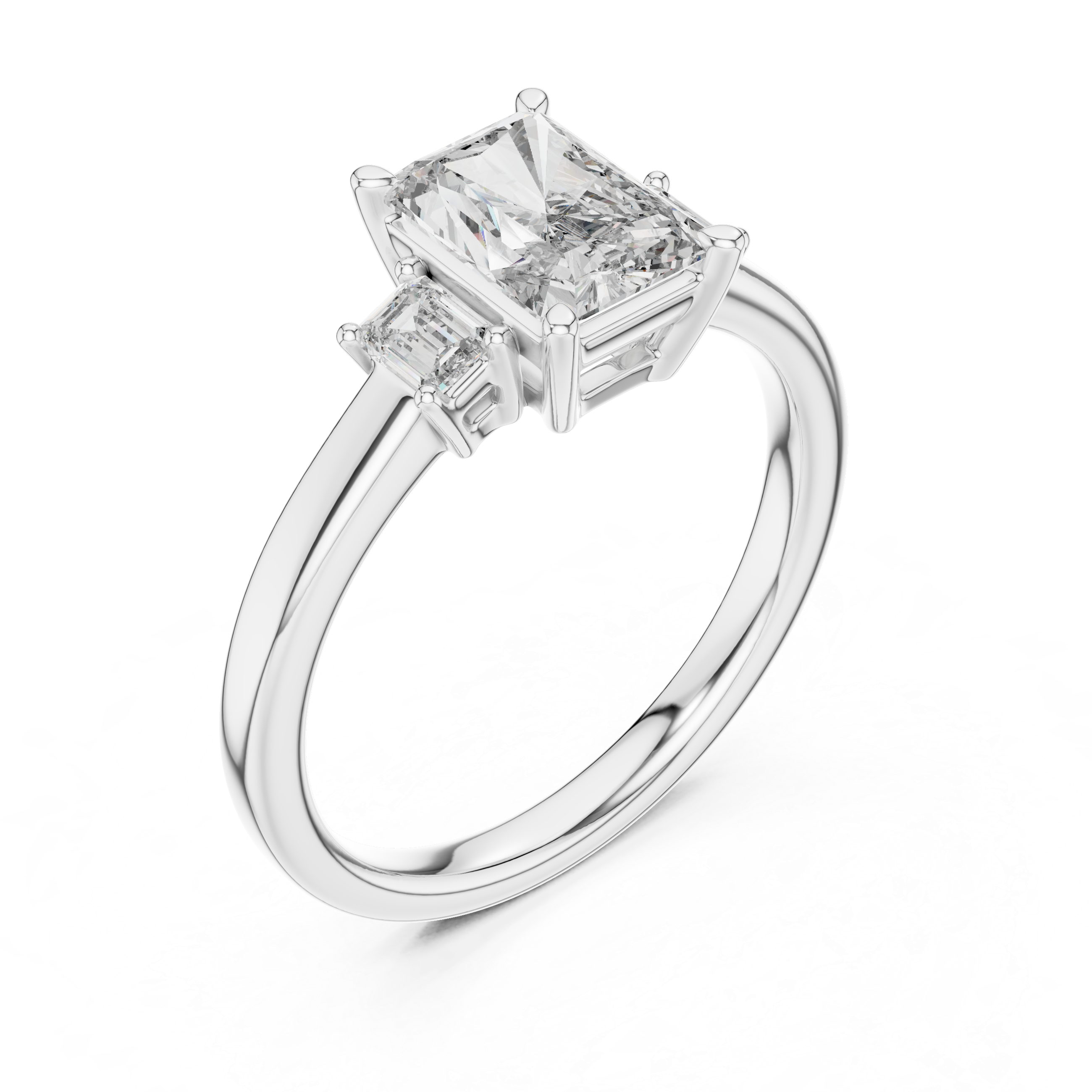 Radiant And Emerald Cut Brilliant Moissanite VVS1 Eternity Engagement Ring
