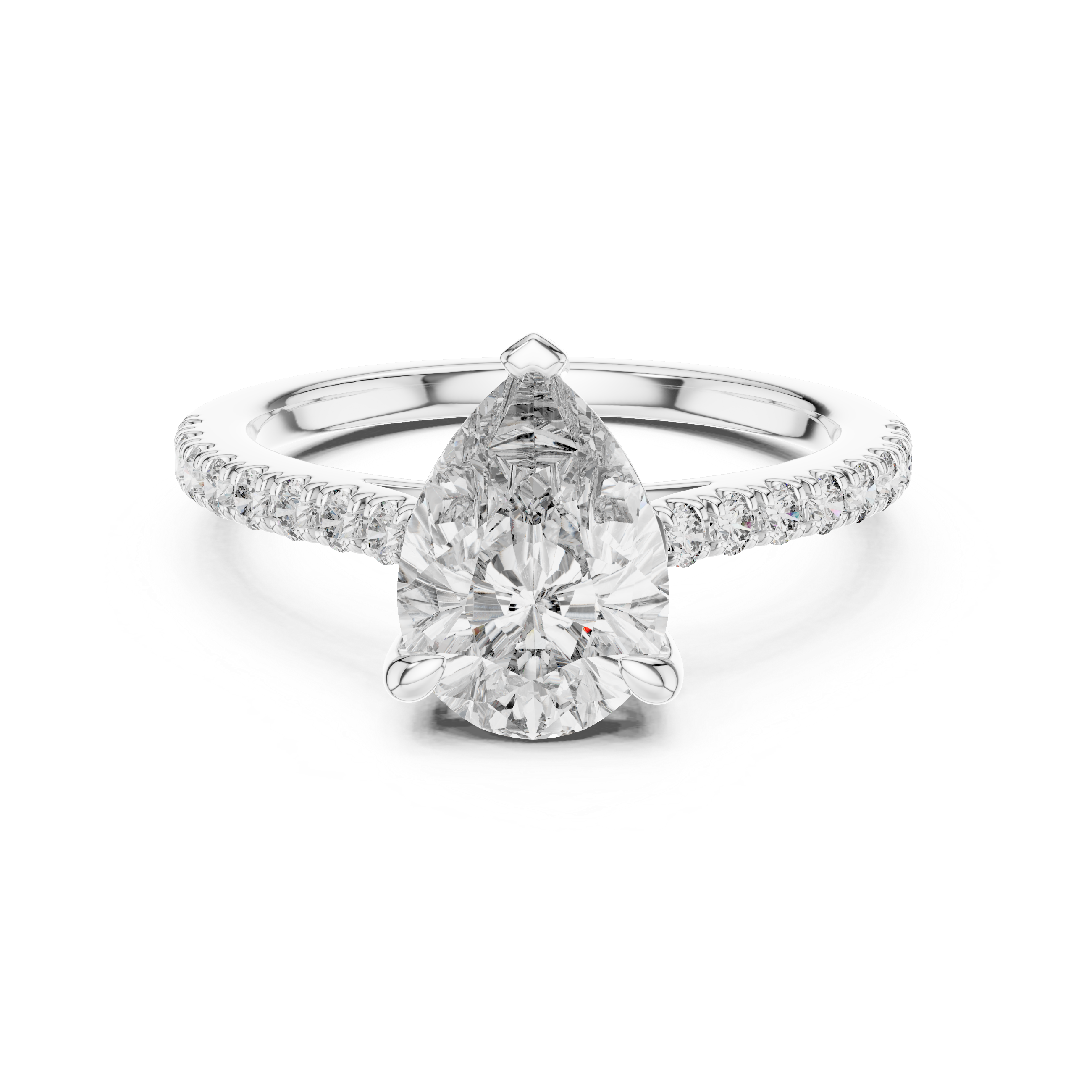 Pear And Round Cut Brilliant Moissanite VVS1 Eternity Engagement Ring