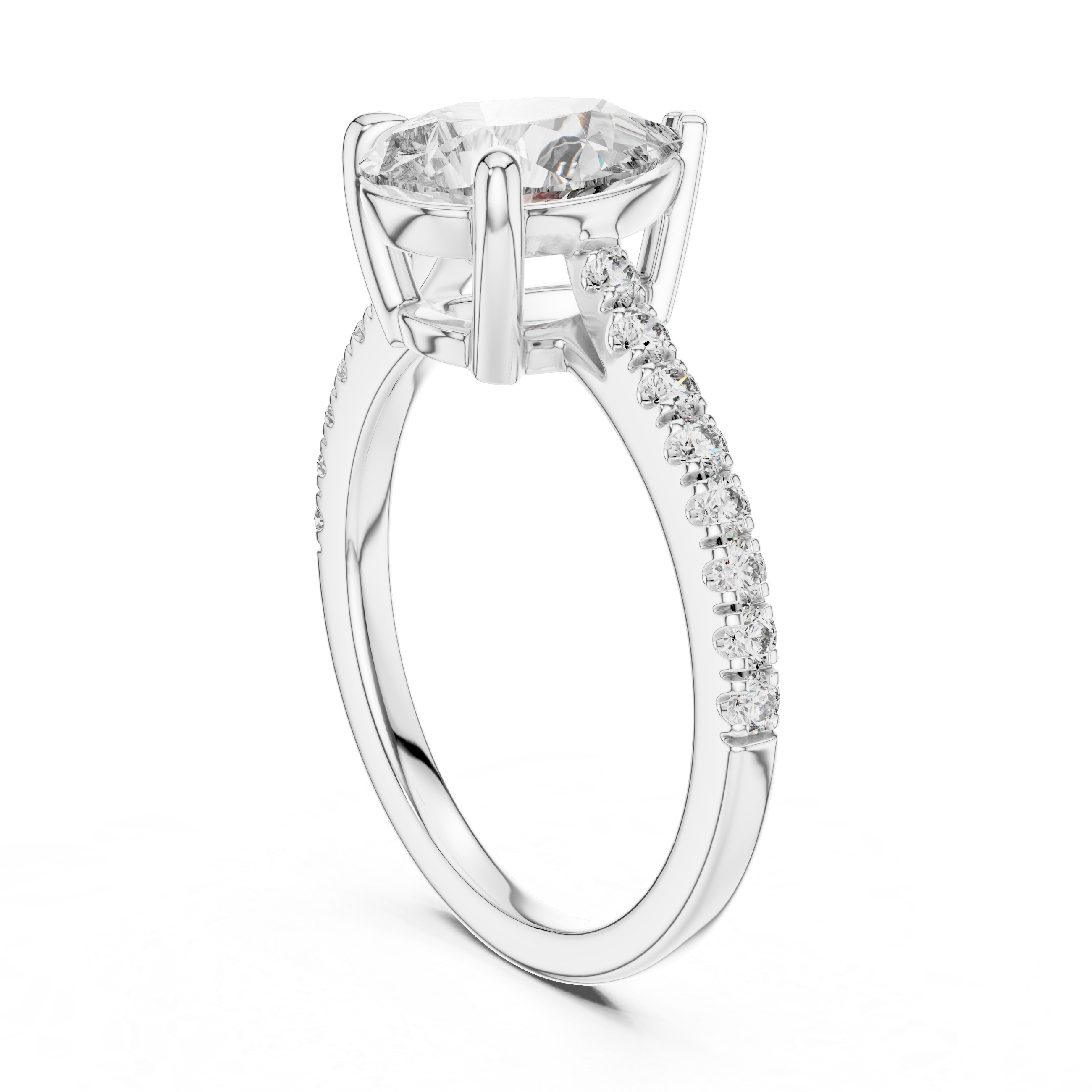 Pear And Round Cut Brilliant Moissanite VVS1 Eternity Engagement Ring