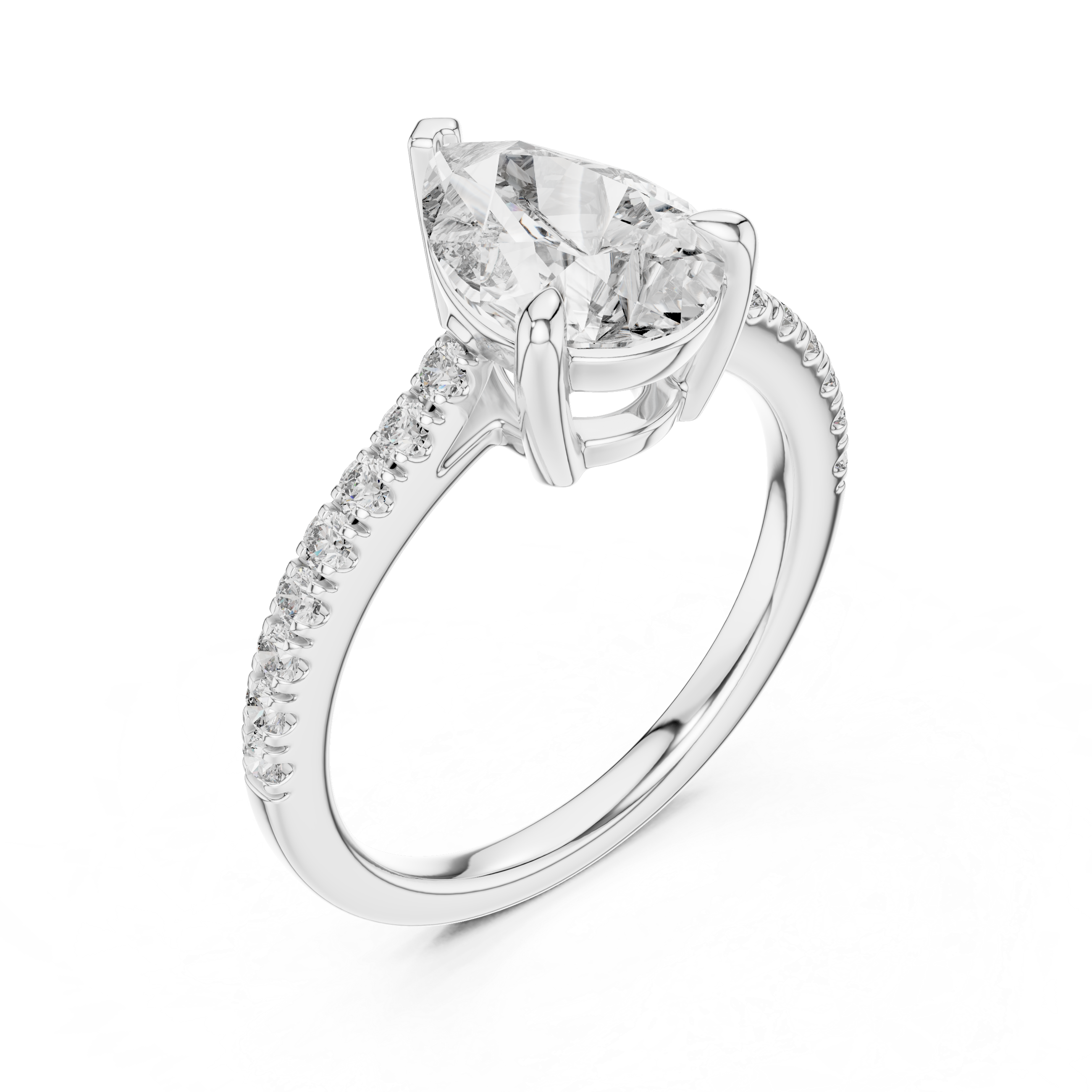 Pear And Round Cut Brilliant Moissanite VVS1 Eternity Engagement Ring