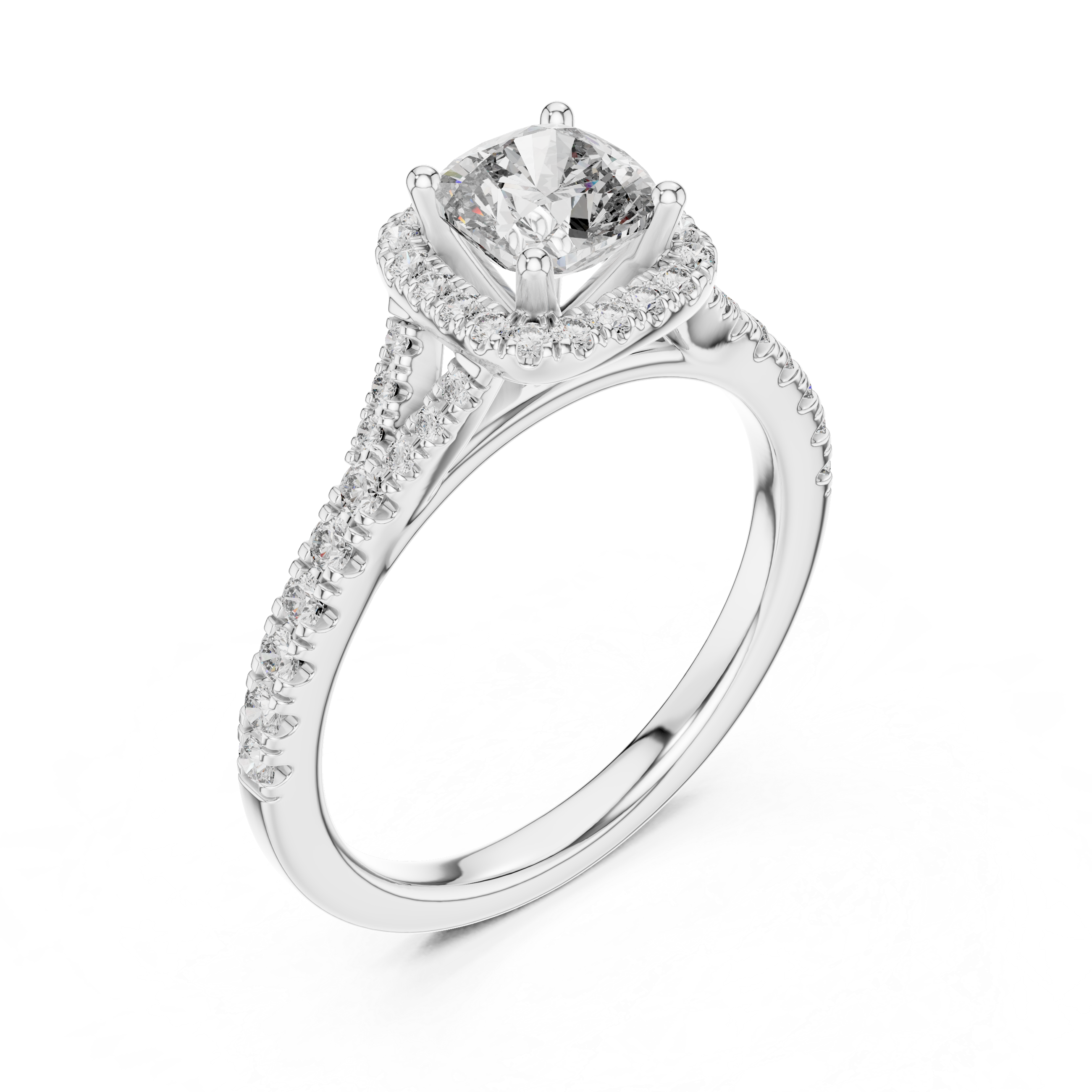 Cushion And Round Cut Brilliant Moissanite VVS1 Eternity Engagement Ring