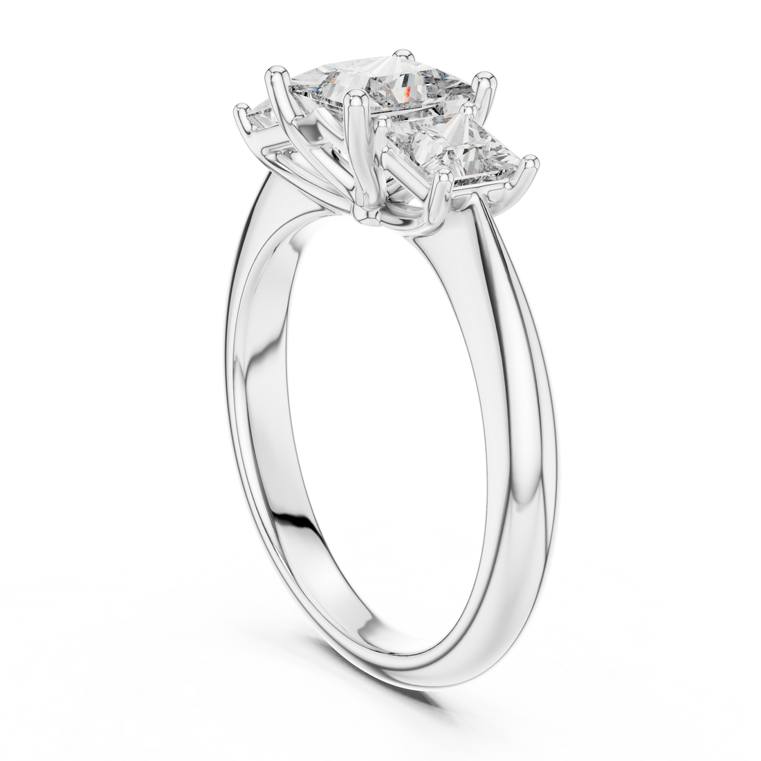 Princess Cut Brilliant Moissanite VVS1 Eternity Engagement Ring