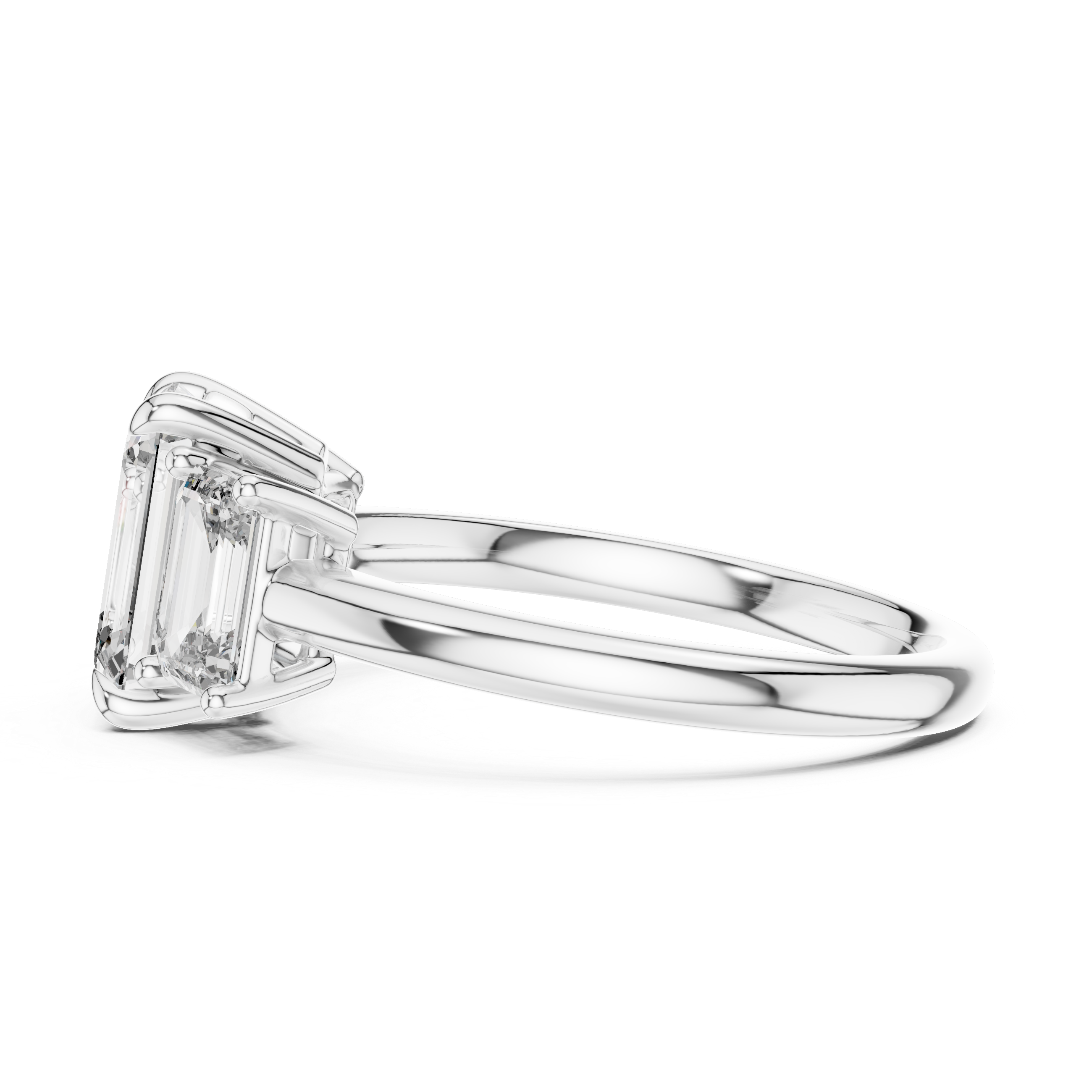 Emerald Cut Brilliant Moissanite VVS1 Eternity Engagement Ring