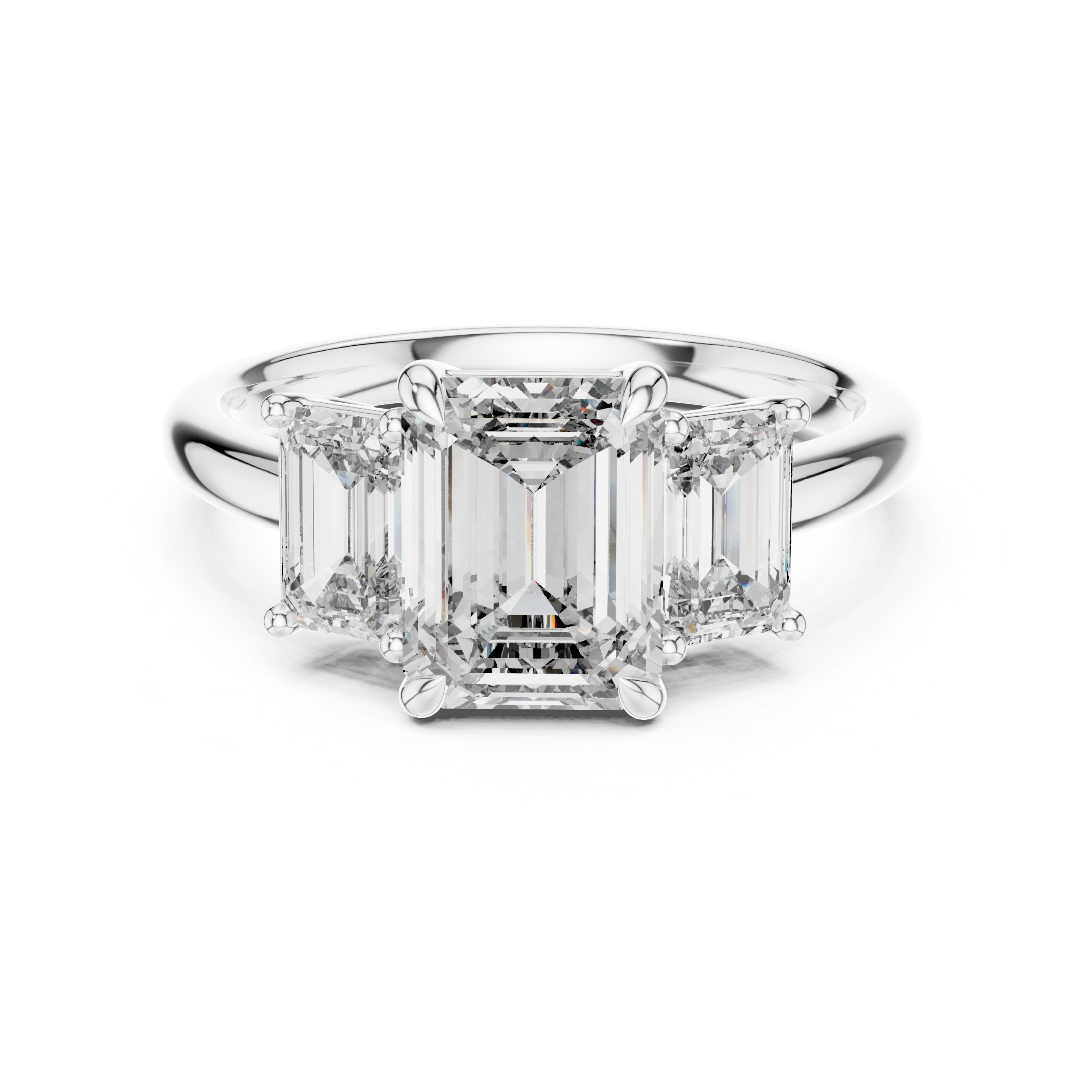 Emerald Cut Brilliant Moissanite VVS1 Eternity Engagement Ring