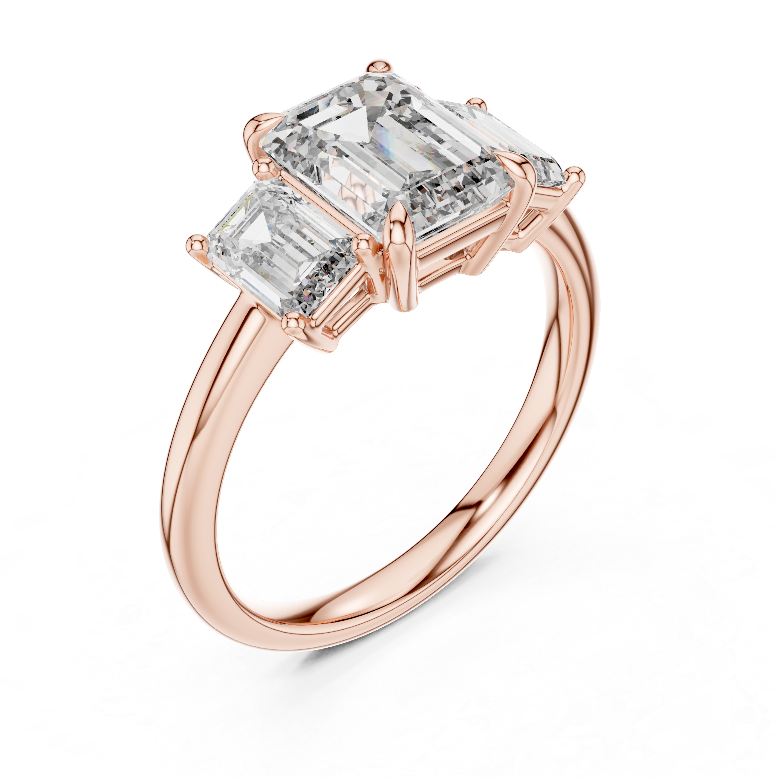 Emerald Cut Brilliant Moissanite VVS1 Eternity Engagement Ring