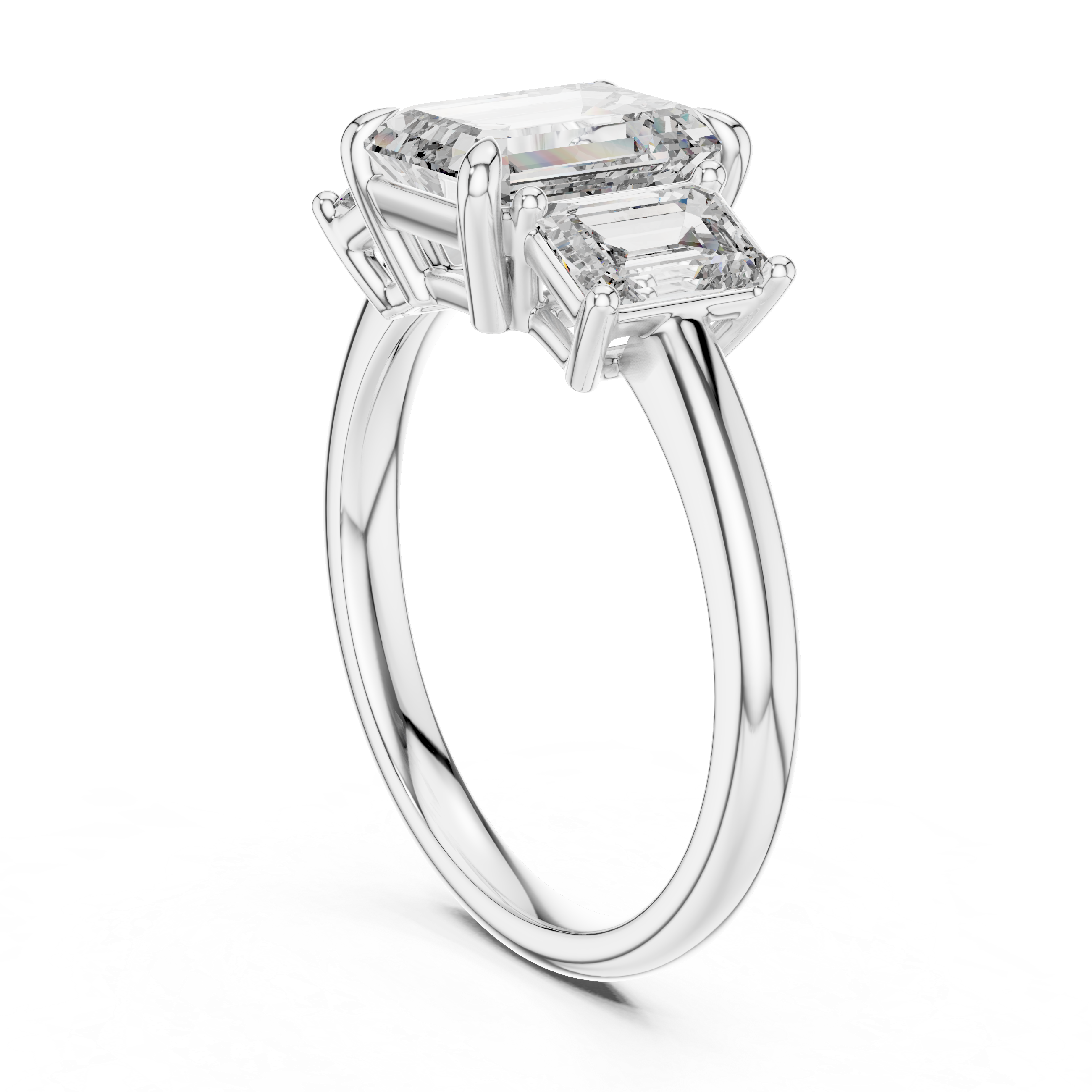 Emerald Cut Brilliant Moissanite VVS1 Eternity Engagement Ring