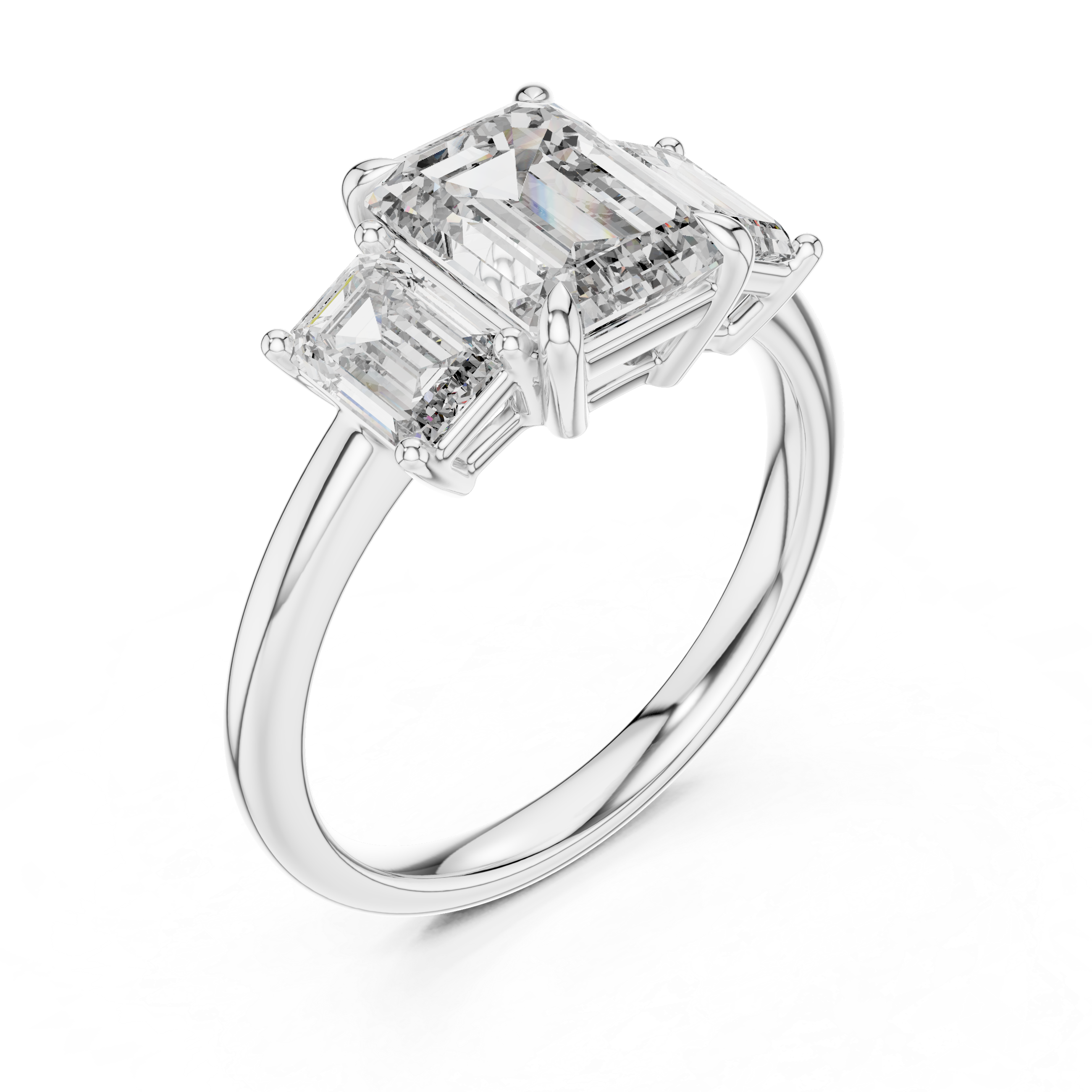 Emerald Cut Brilliant Moissanite VVS1 Eternity Engagement Ring