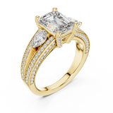 Emerald, Pear And Round Cut Brilliant Moissanite VVS1 Eternity Engagement Ring