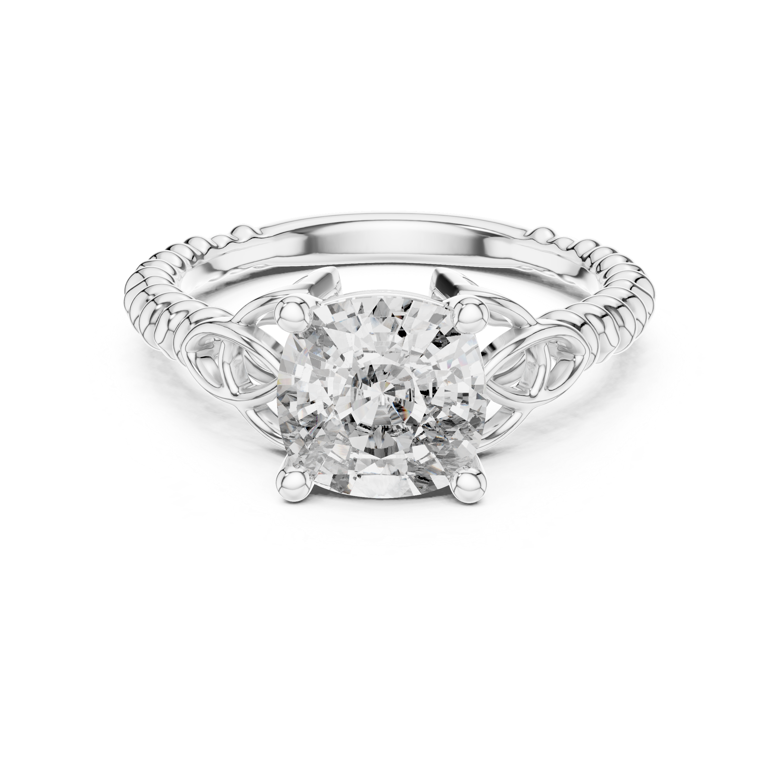 Cushion Cut Brilliant Moissanite VVS1 Eternity Engagement Ring