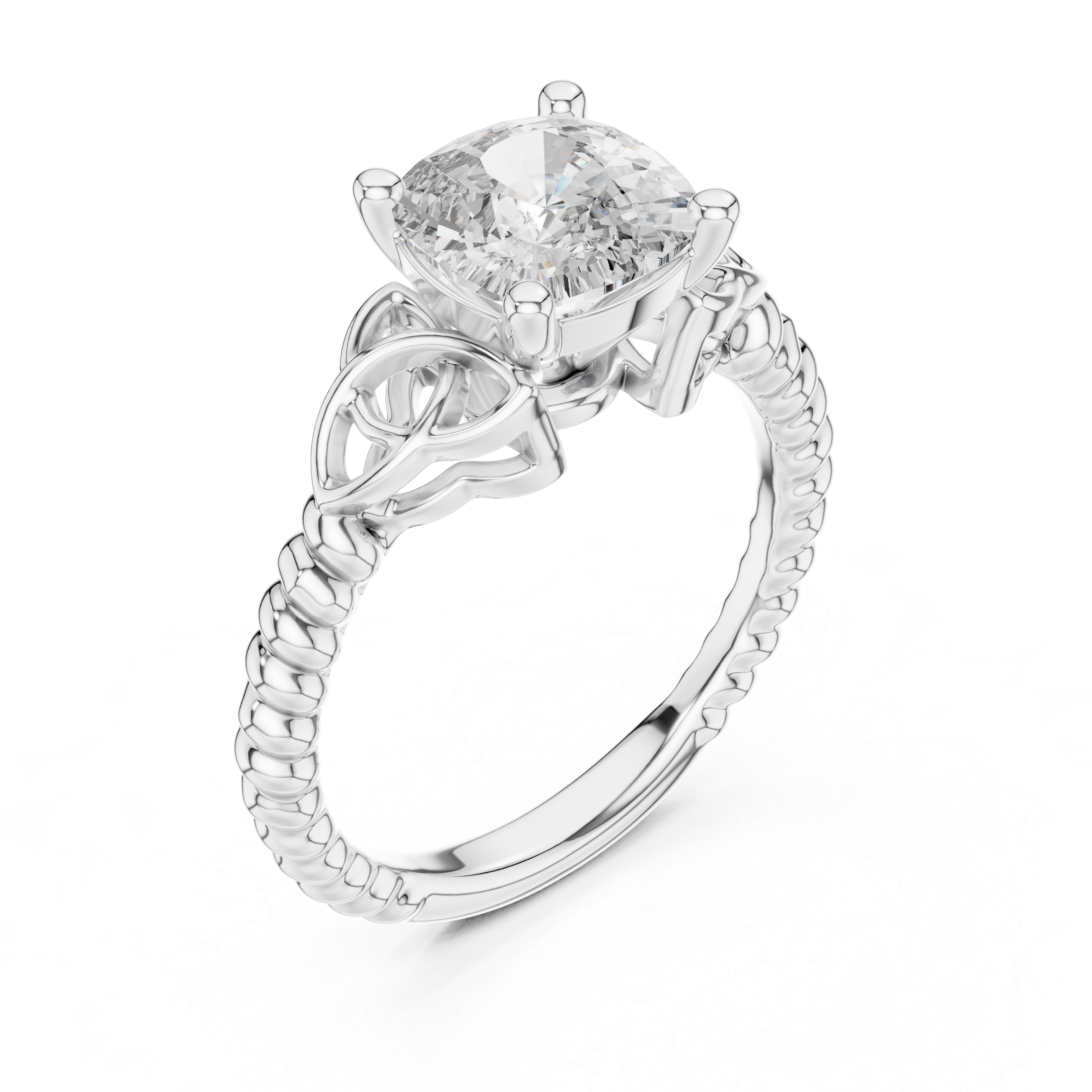 Cushion Cut Brilliant Moissanite VVS1 Eternity Engagement Ring