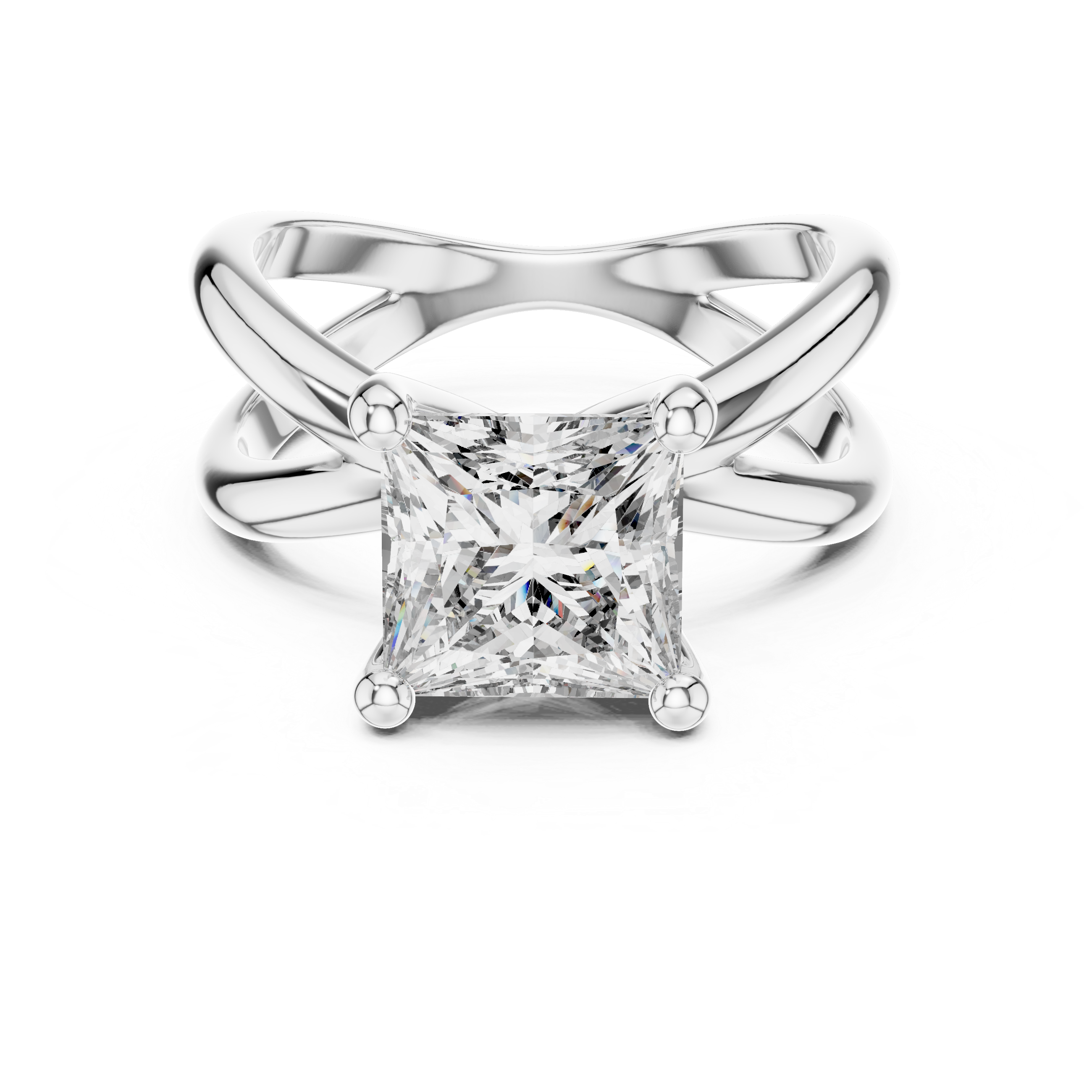 Princess Cut Brilliant Moissanite VVS1 Eternity Engagement Ring