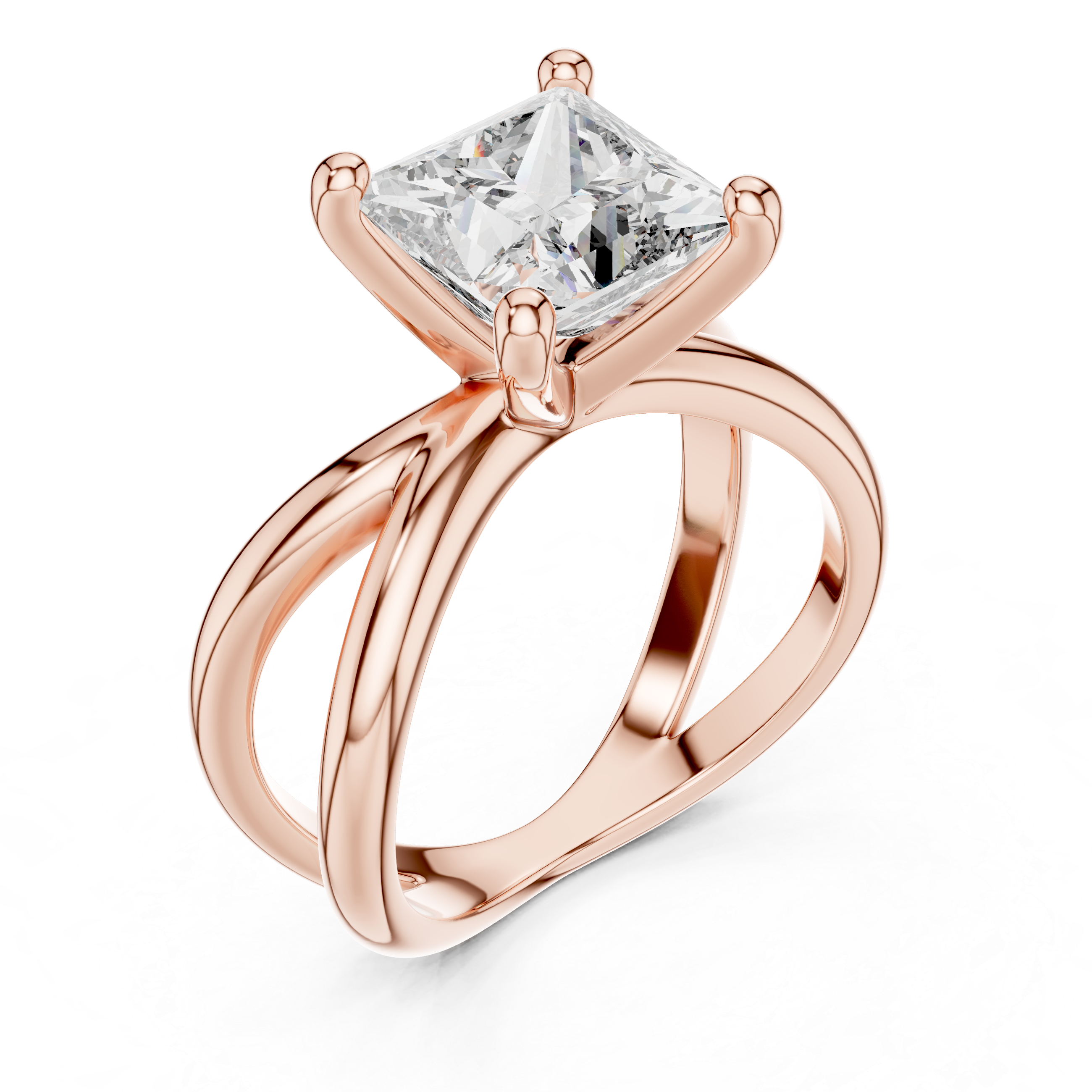 Princess Cut Brilliant Moissanite VVS1 Eternity Engagement Ring