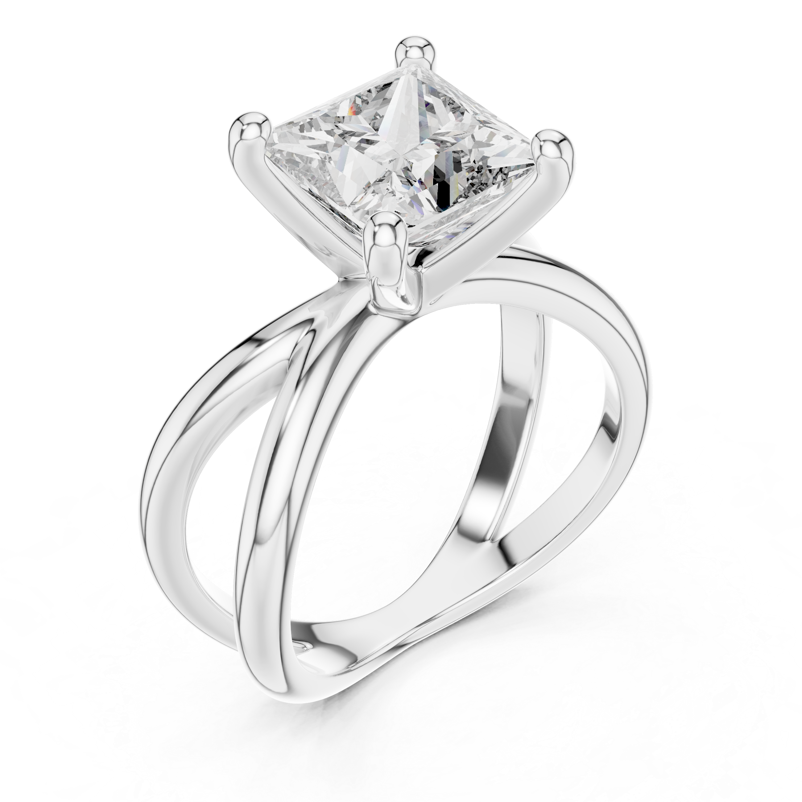 Princess Cut Brilliant Moissanite VVS1 Eternity Engagement Ring
