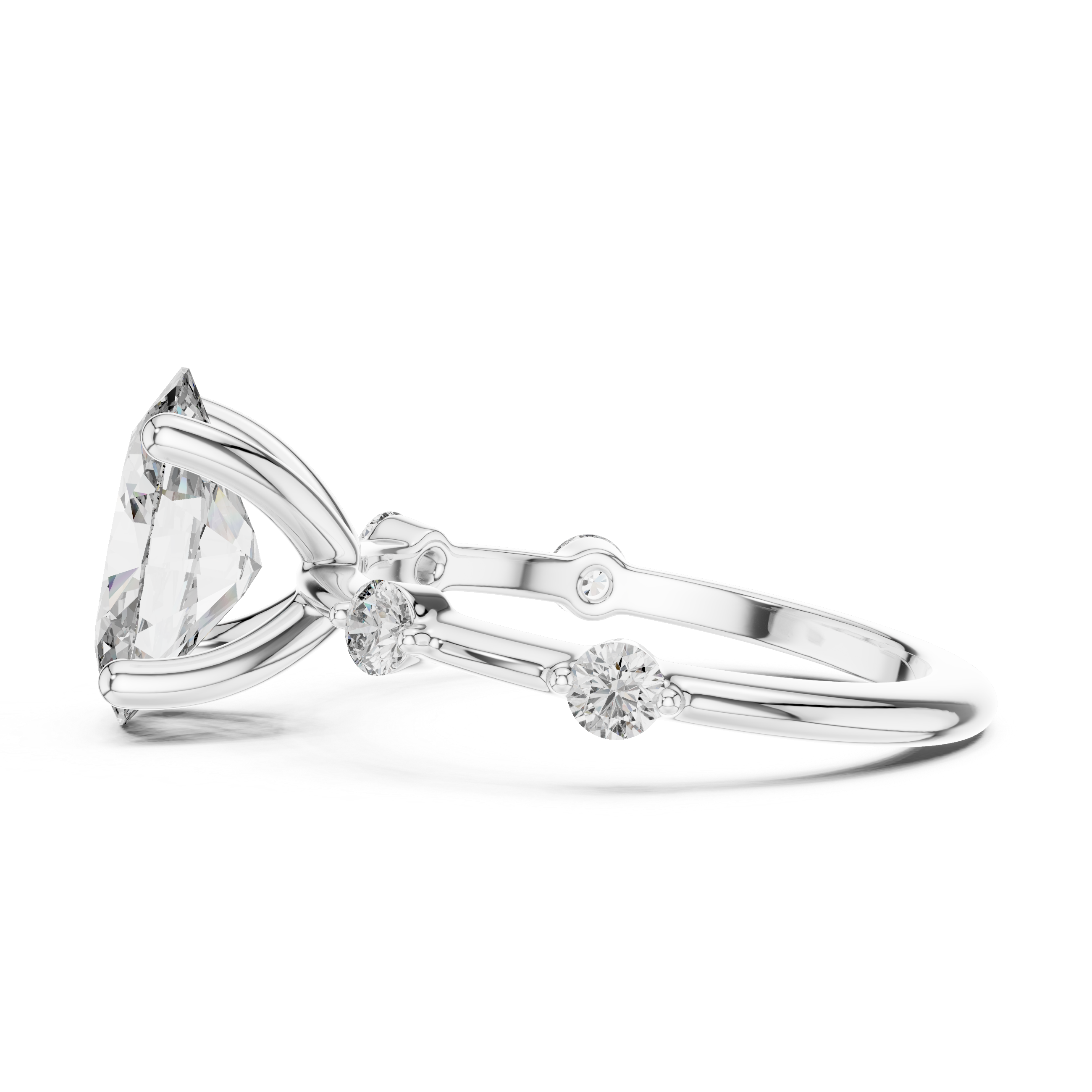 Oval And Round Cut Brilliant Moissanite VVS1 Eternity Engagement Ring
