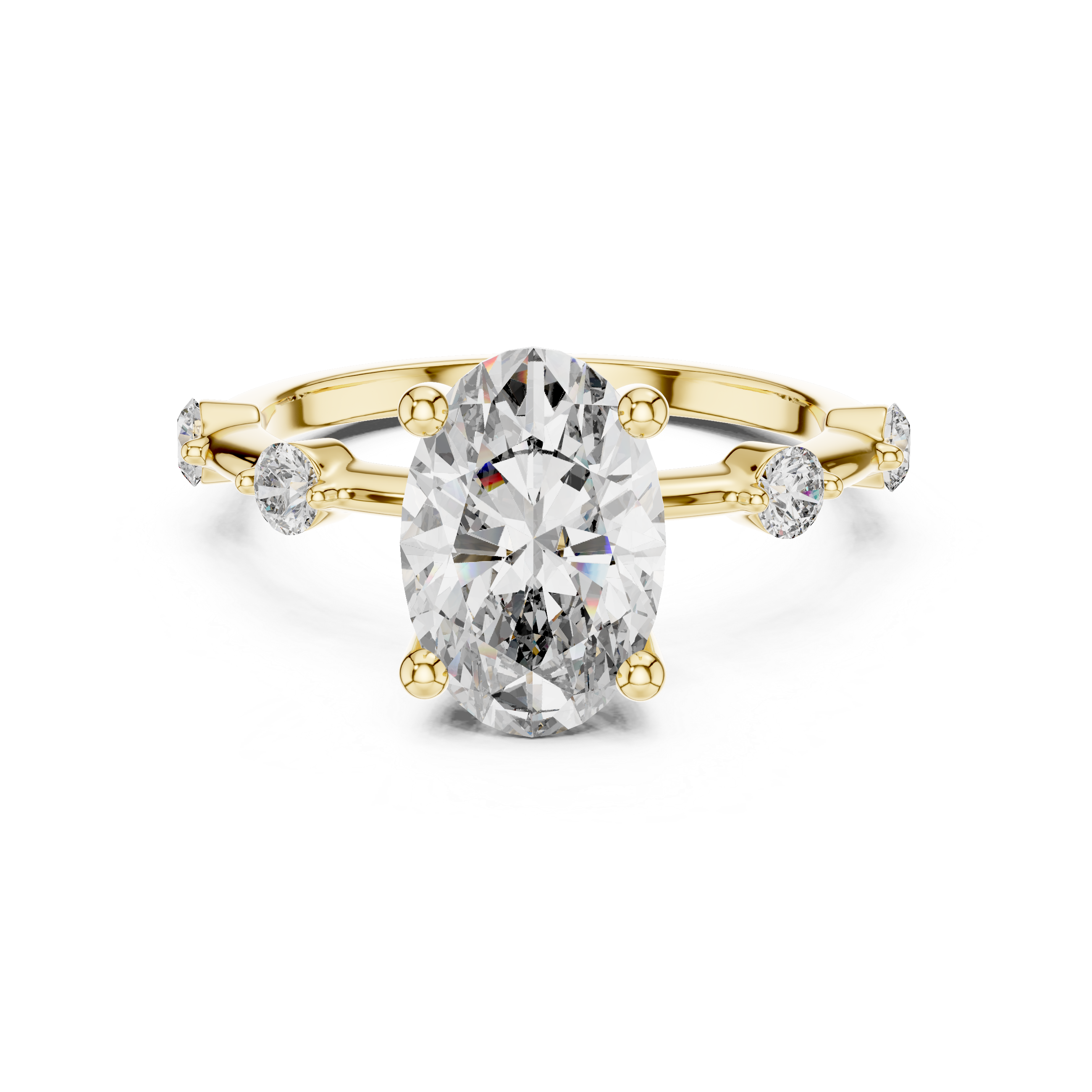 Oval And Round Cut Brilliant Moissanite VVS1 Eternity Engagement Ring