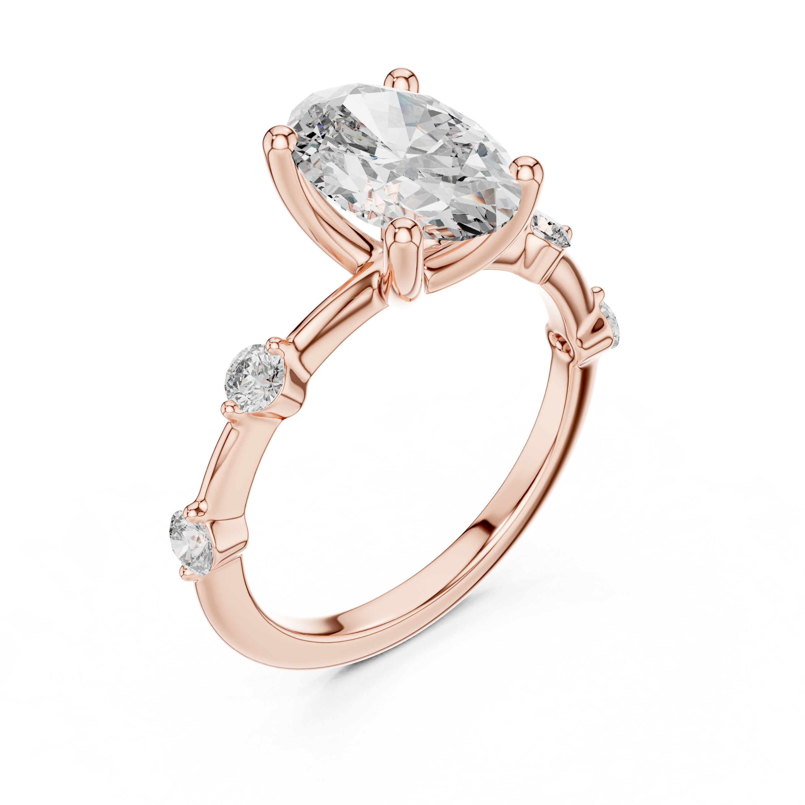 Oval And Round Cut Brilliant Moissanite VVS1 Eternity Engagement Ring