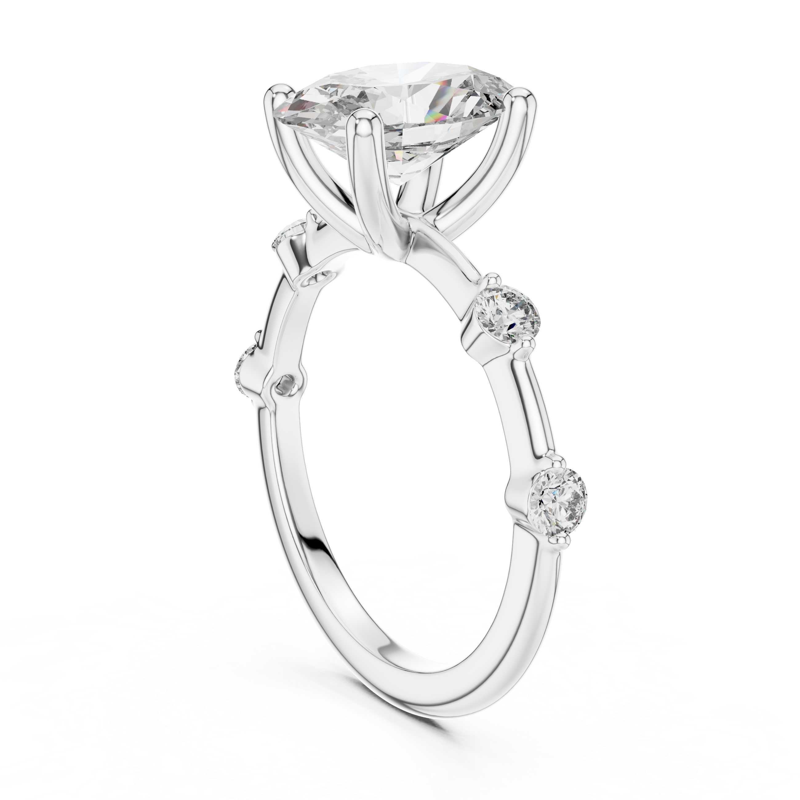 Oval And Round Cut Brilliant Moissanite VVS1 Eternity Engagement Ring