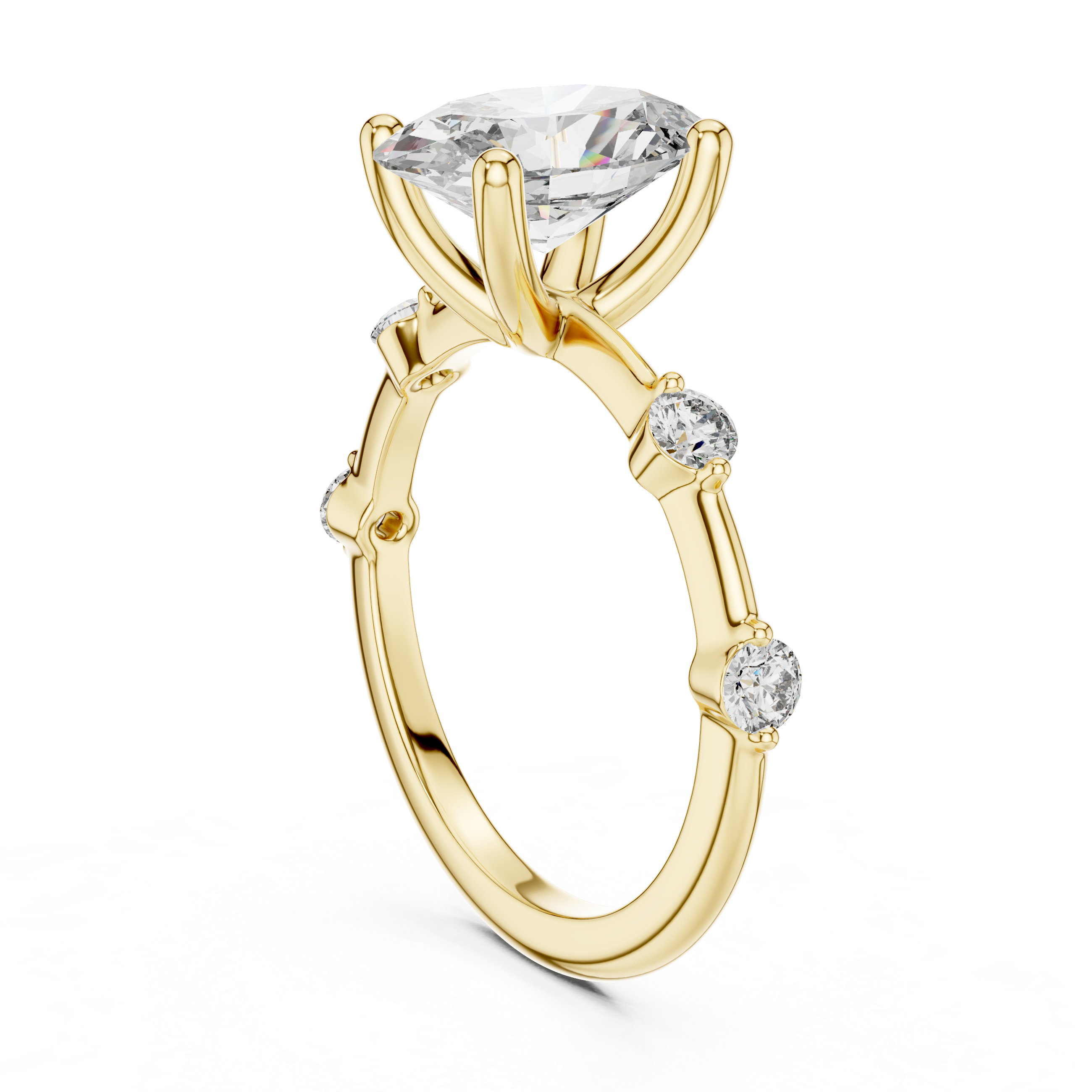 Oval And Round Cut Brilliant Moissanite VVS1 Eternity Engagement Ring