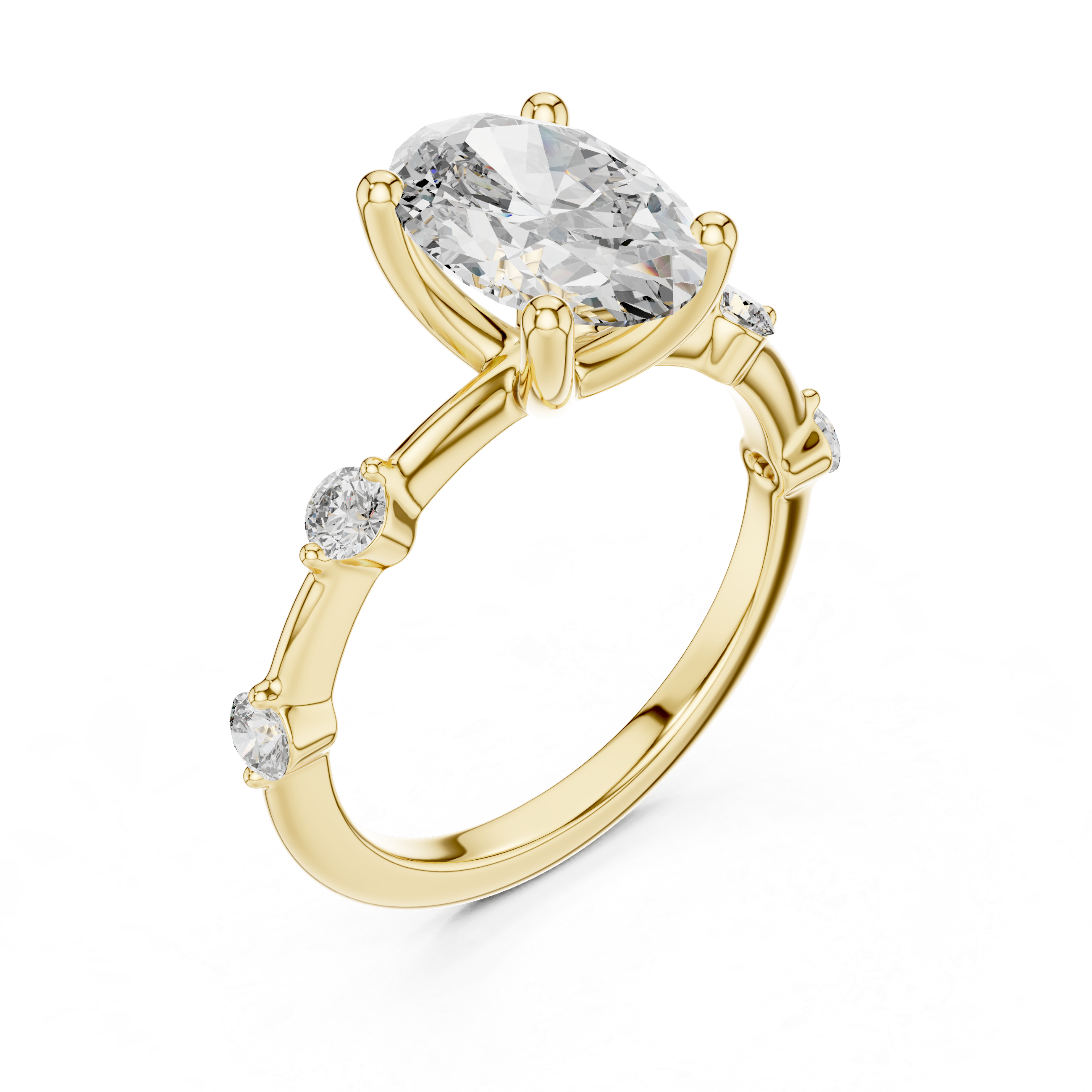 Oval And Round Cut Brilliant Moissanite VVS1 Eternity Engagement Ring