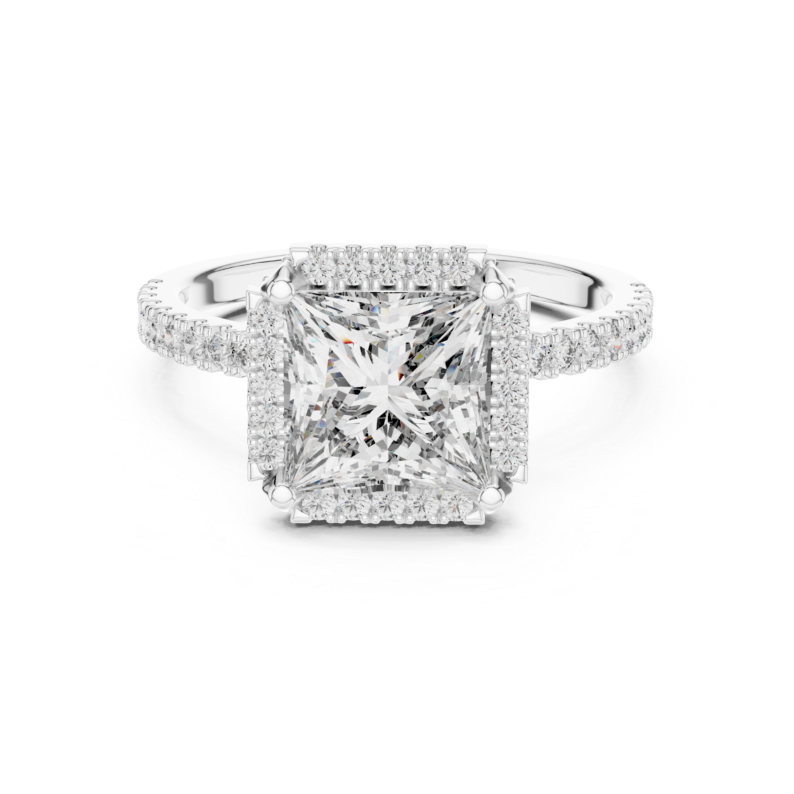 Princess And Round Cut Brilliant Moissanite VVS1 Eternity Engagement Ring