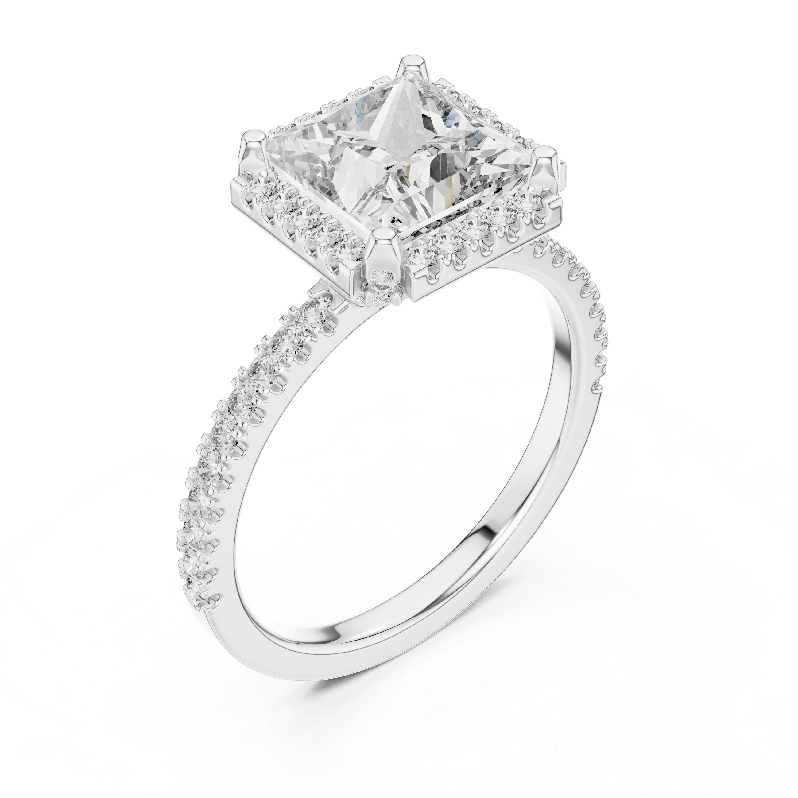 Princess And Round Cut Brilliant Moissanite VVS1 Eternity Engagement Ring