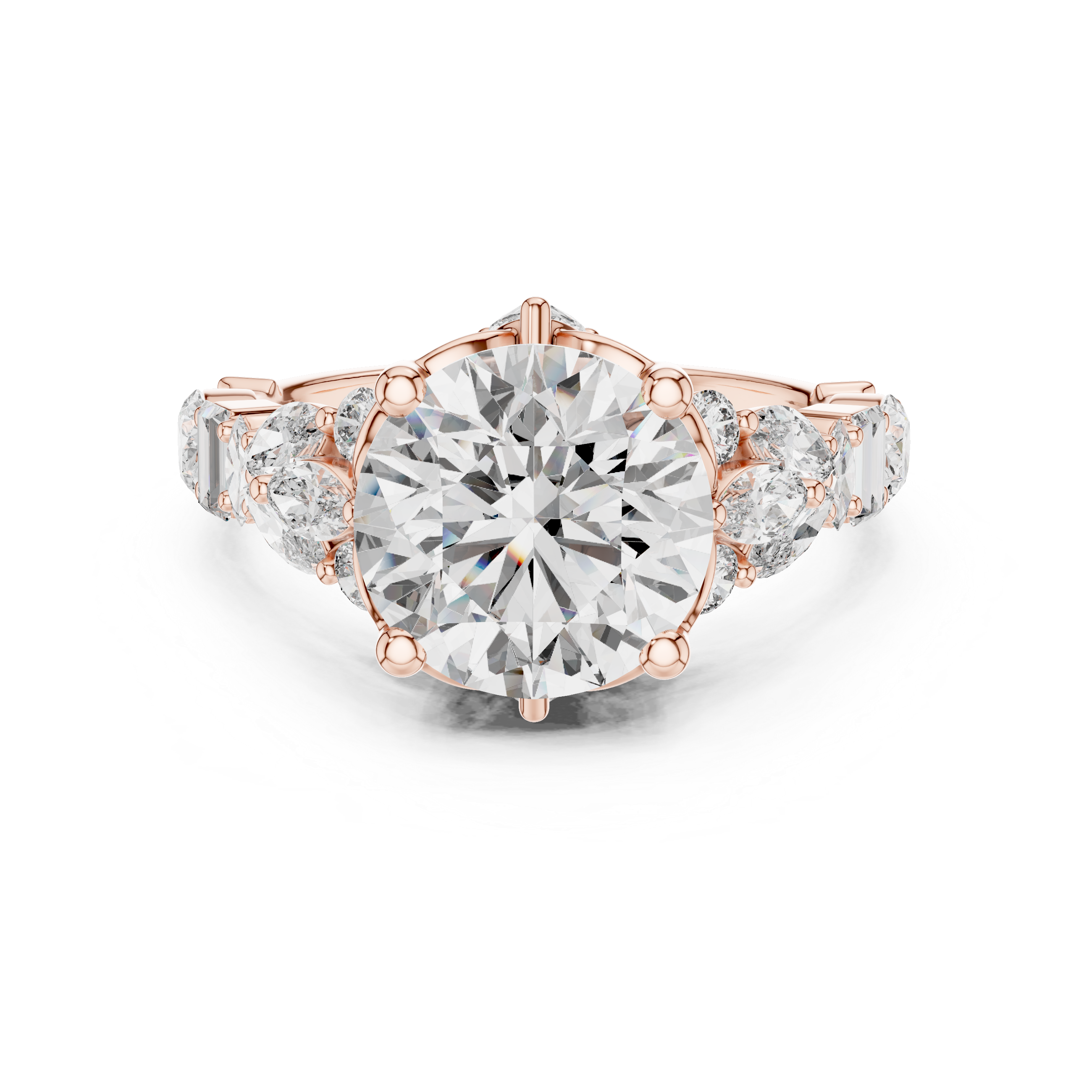 Round, Marquise, Baguette And Oval Cut Brilliant Moissanite VVS1 Eternity Engagement Ring