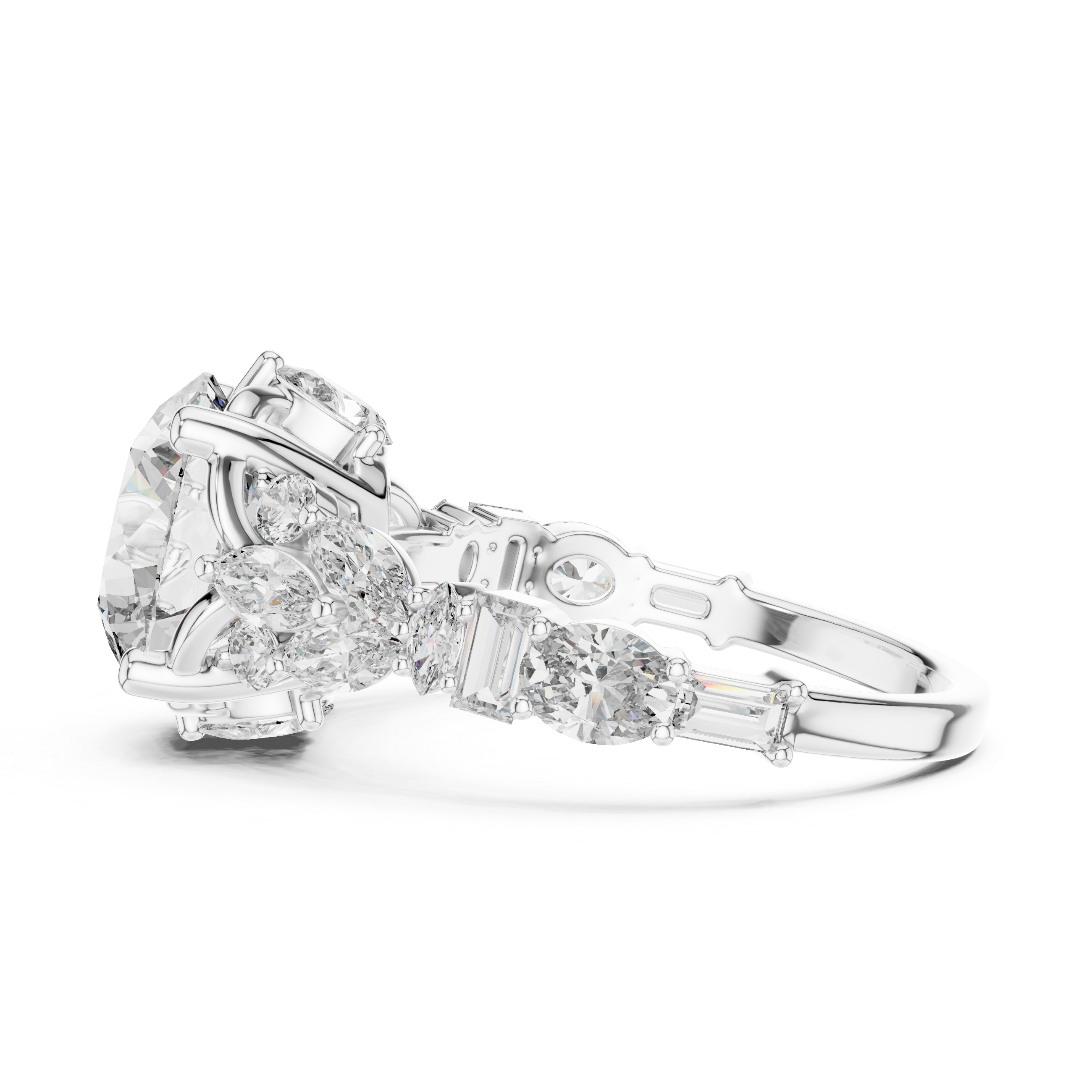 Round, Marquise, Baguette And Oval Cut Brilliant Moissanite VVS1 Eternity Engagement Ring