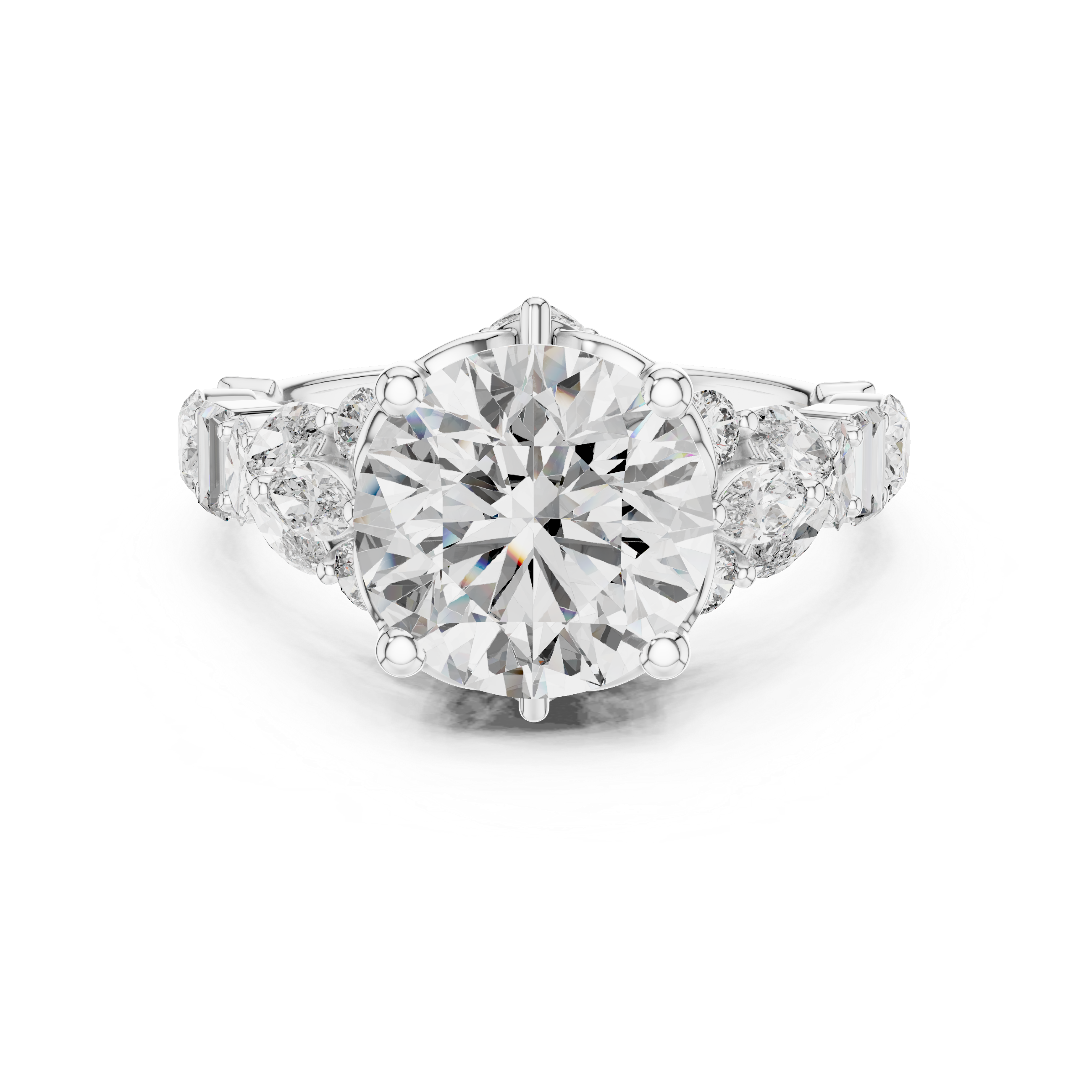 Round, Marquise, Baguette And Oval Cut Brilliant Moissanite VVS1 Eternity Engagement Ring