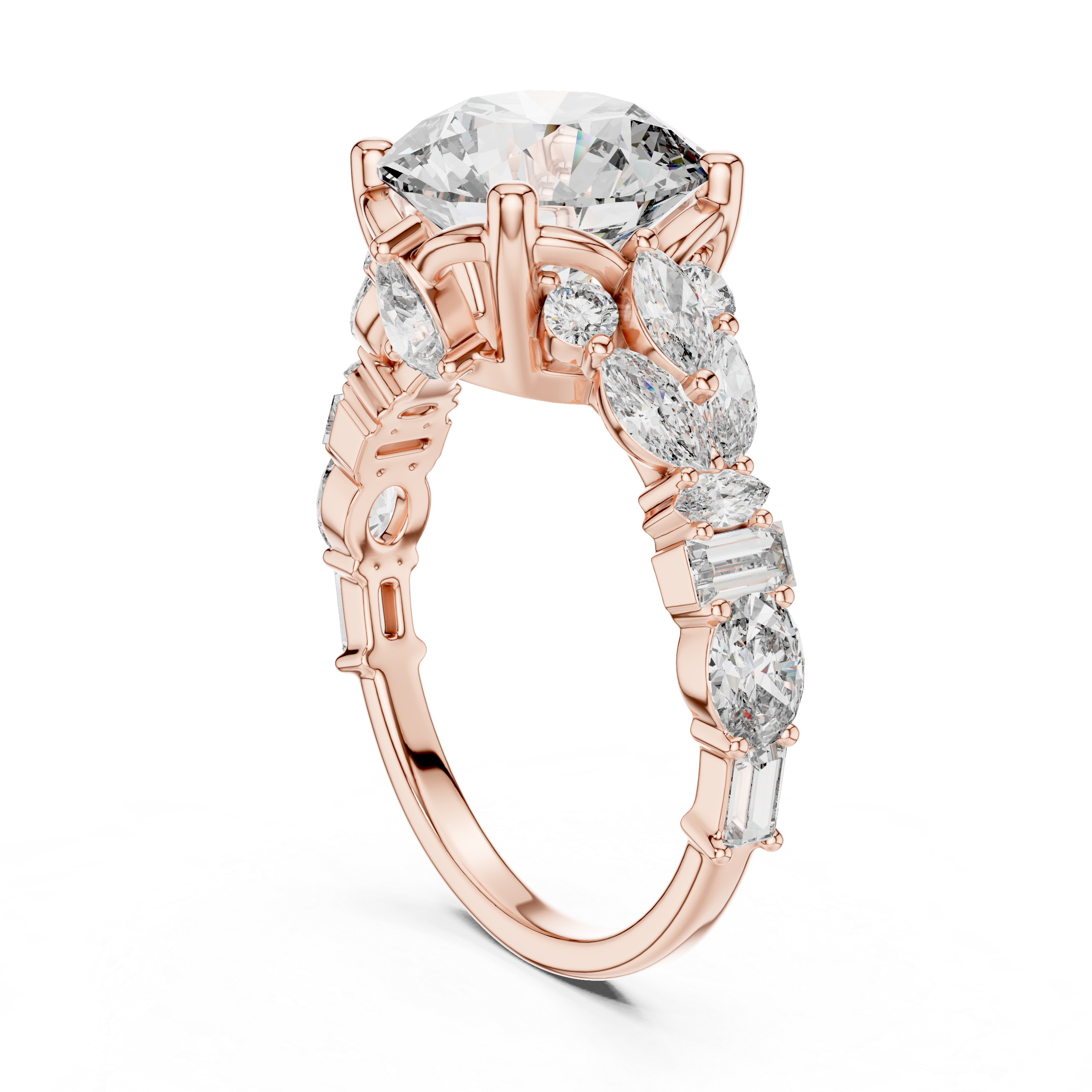 Round, Marquise, Baguette And Oval Cut Brilliant Moissanite VVS1 Eternity Engagement Ring