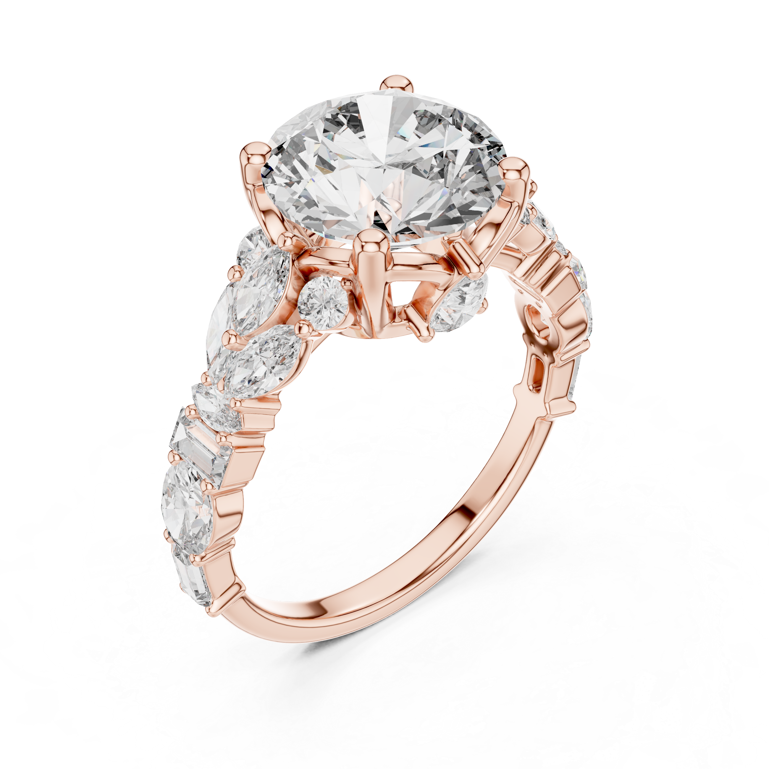Round, Marquise, Baguette And Oval Cut Brilliant Moissanite VVS1 Eternity Engagement Ring