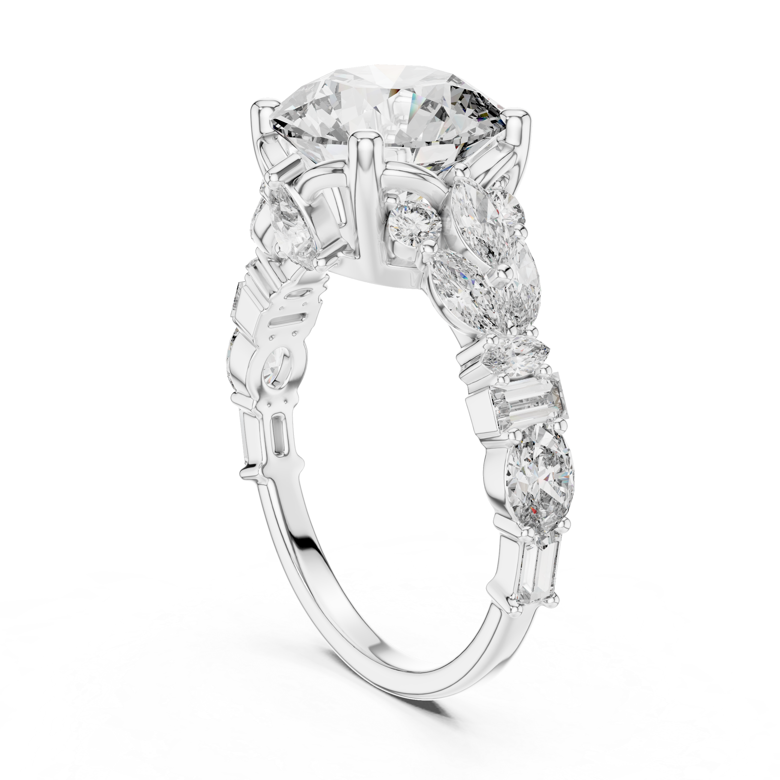 Round, Marquise, Baguette And Oval Cut Brilliant Moissanite VVS1 Eternity Engagement Ring