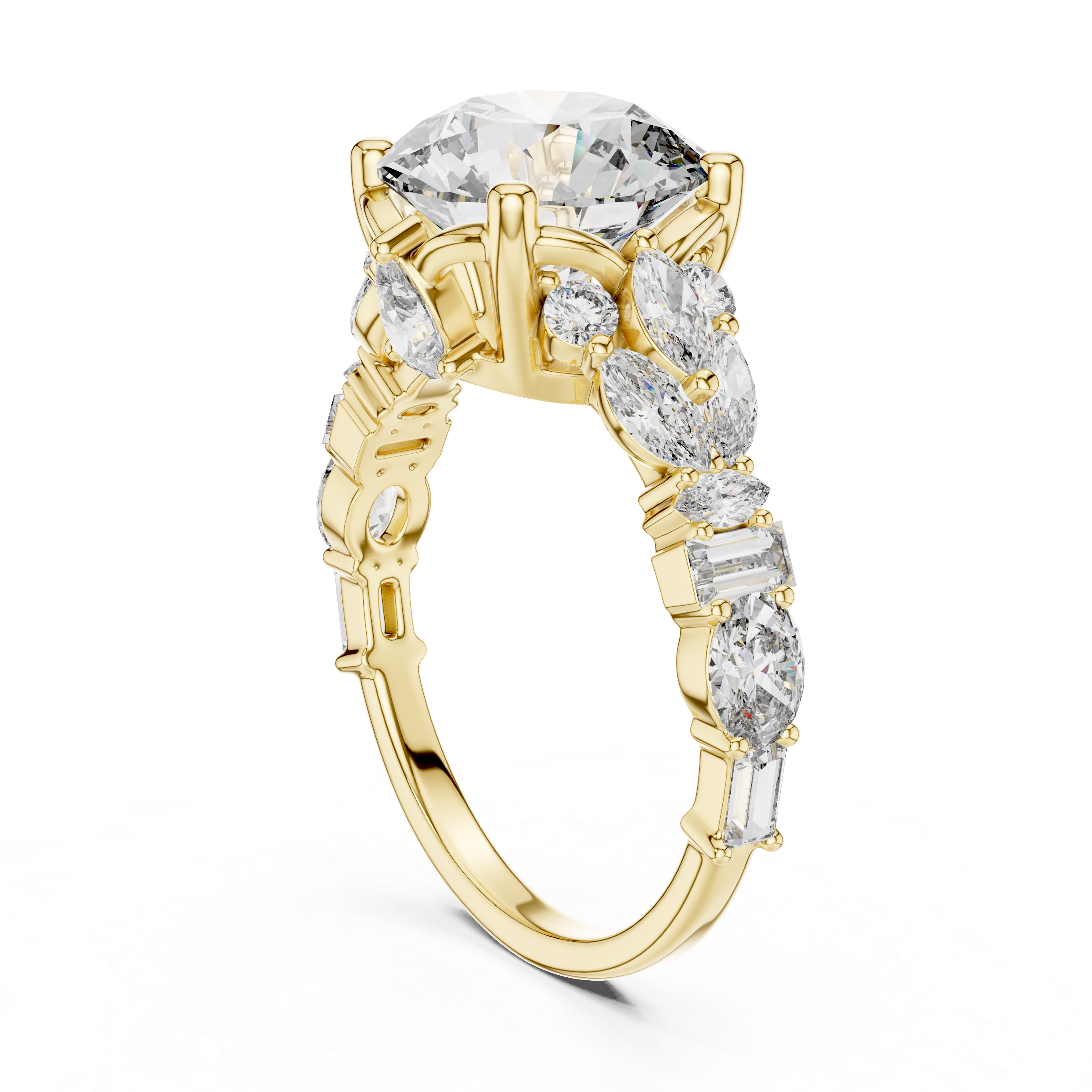 Round, Marquise, Baguette And Oval Cut Brilliant Moissanite VVS1 Eternity Engagement Ring