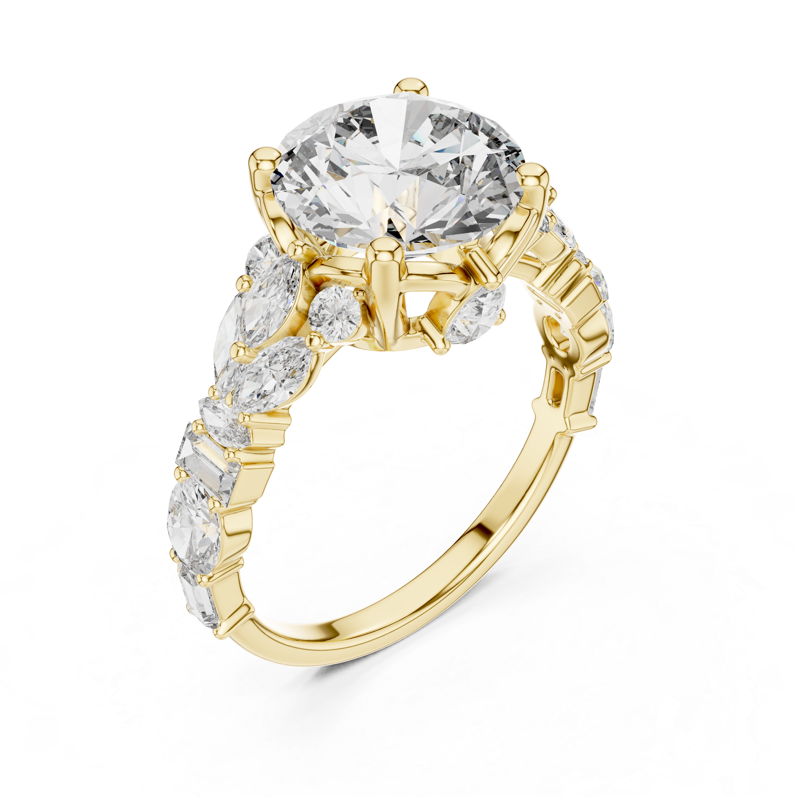 Round, Marquise, Baguette And Oval Cut Brilliant Moissanite VVS1 Eternity Engagement Ring