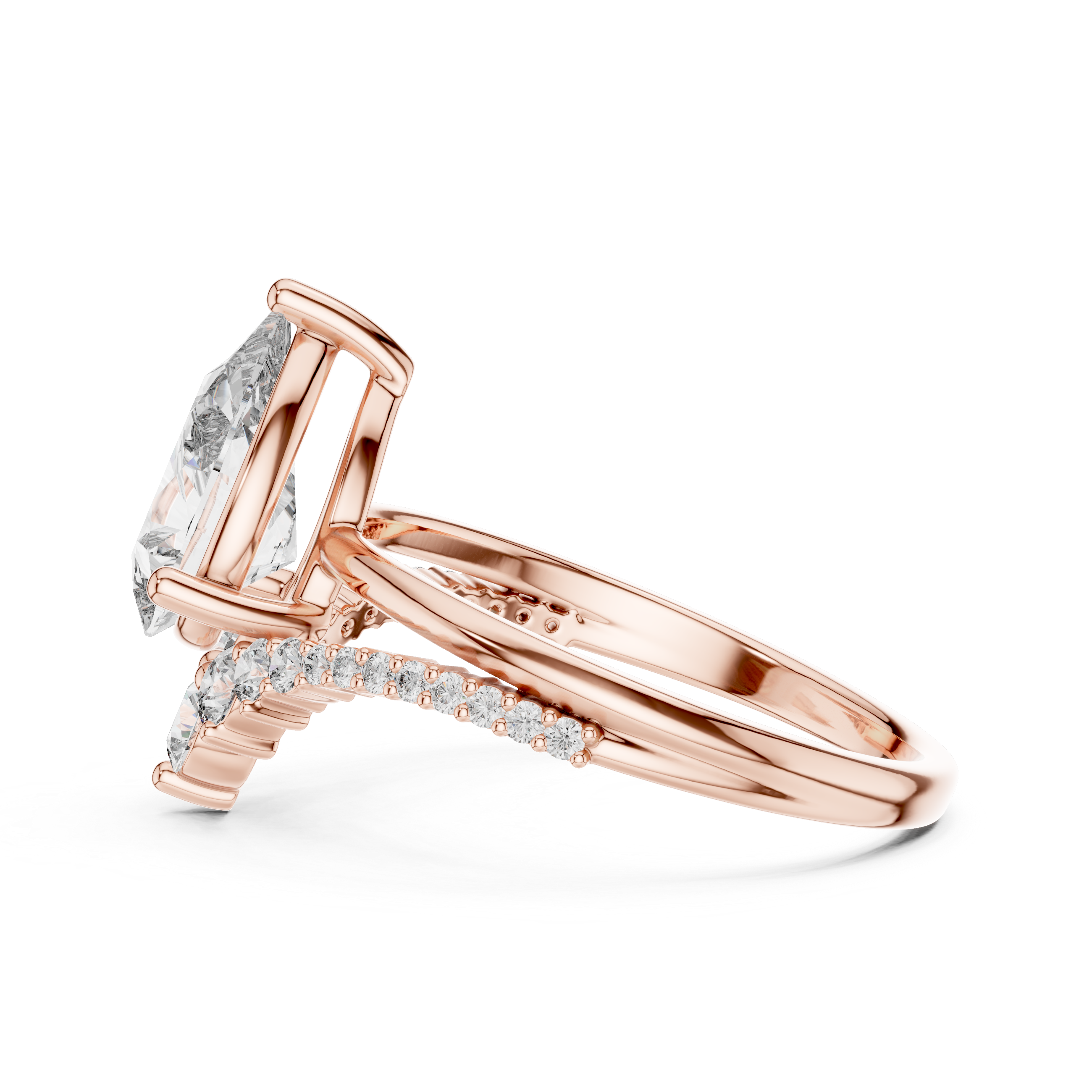 Pear And Round Cut Brilliant Moissanite VVS1 Eternity Engagement Ring