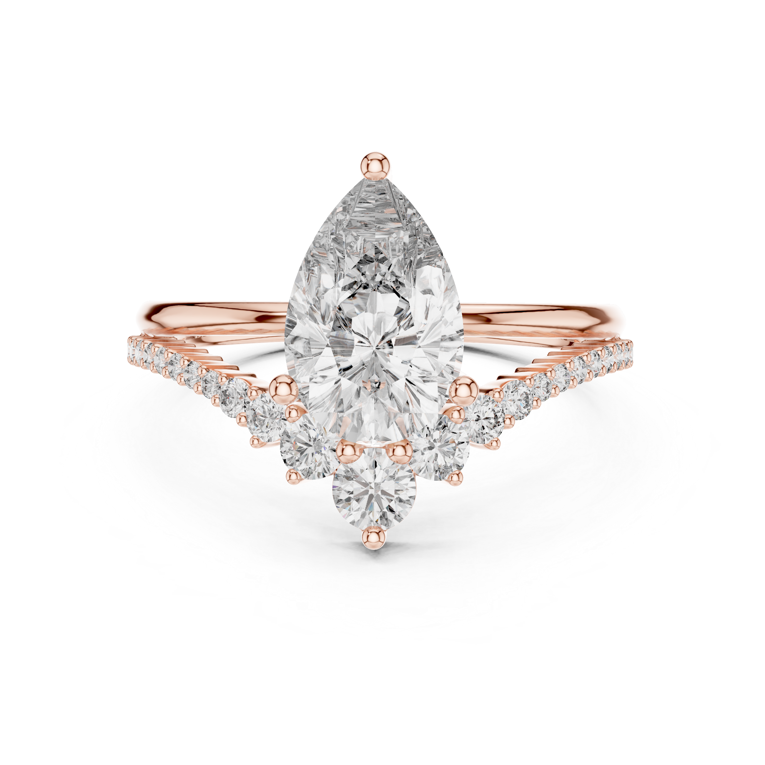 Pear And Round Cut Brilliant Moissanite VVS1 Eternity Engagement Ring