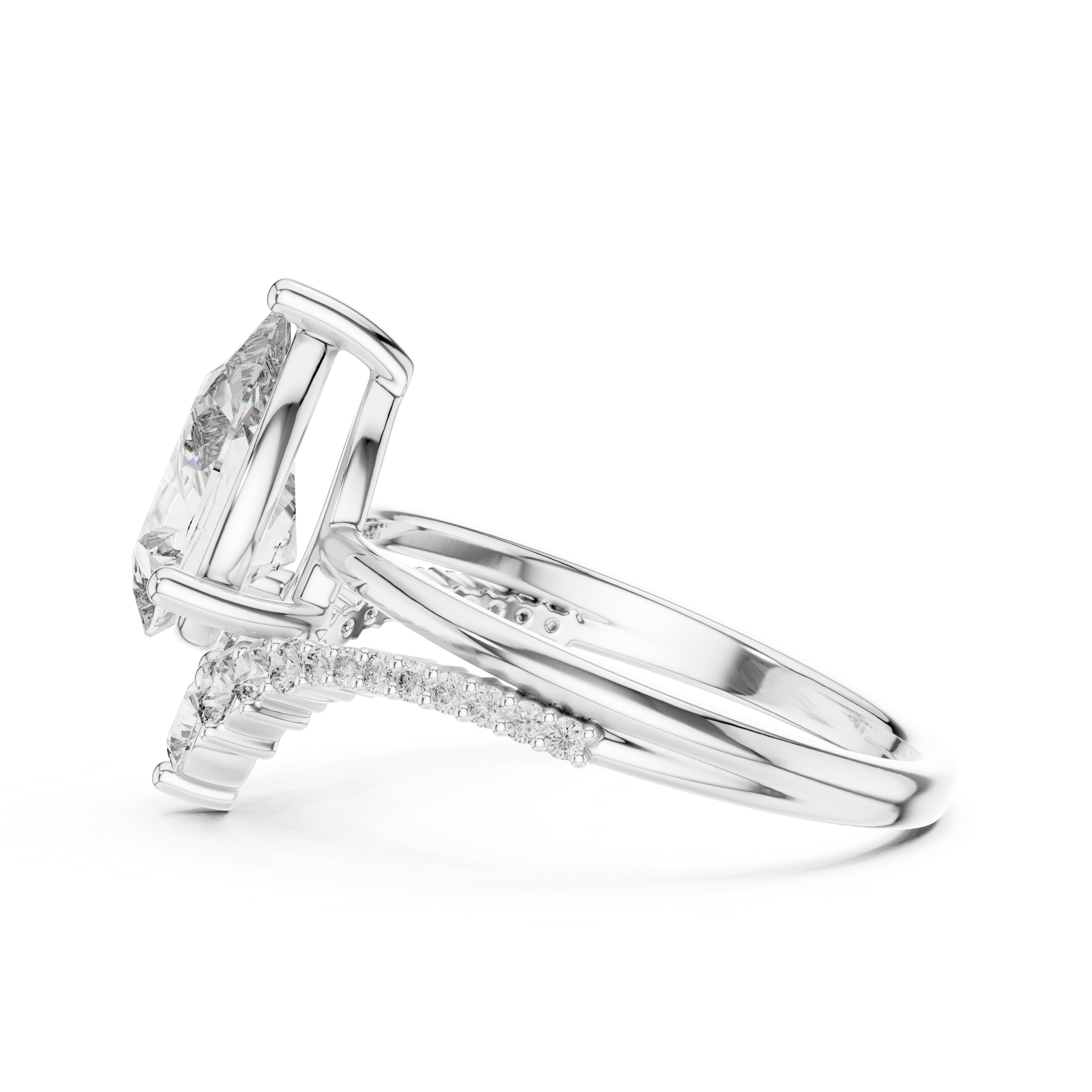 Pear And Round Cut Brilliant Moissanite VVS1 Eternity Engagement Ring