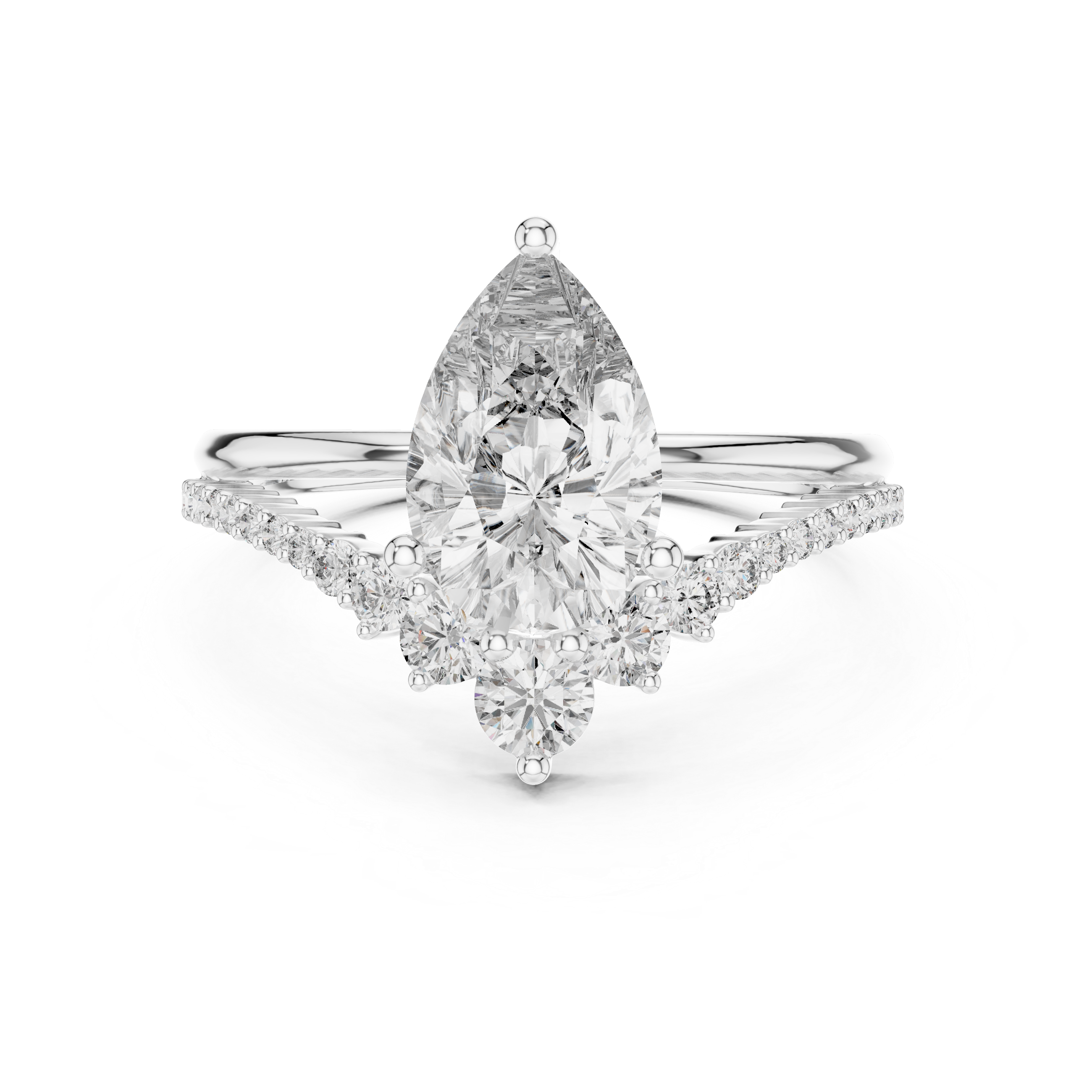 Pear And Round Cut Brilliant Moissanite VVS1 Eternity Engagement Ring