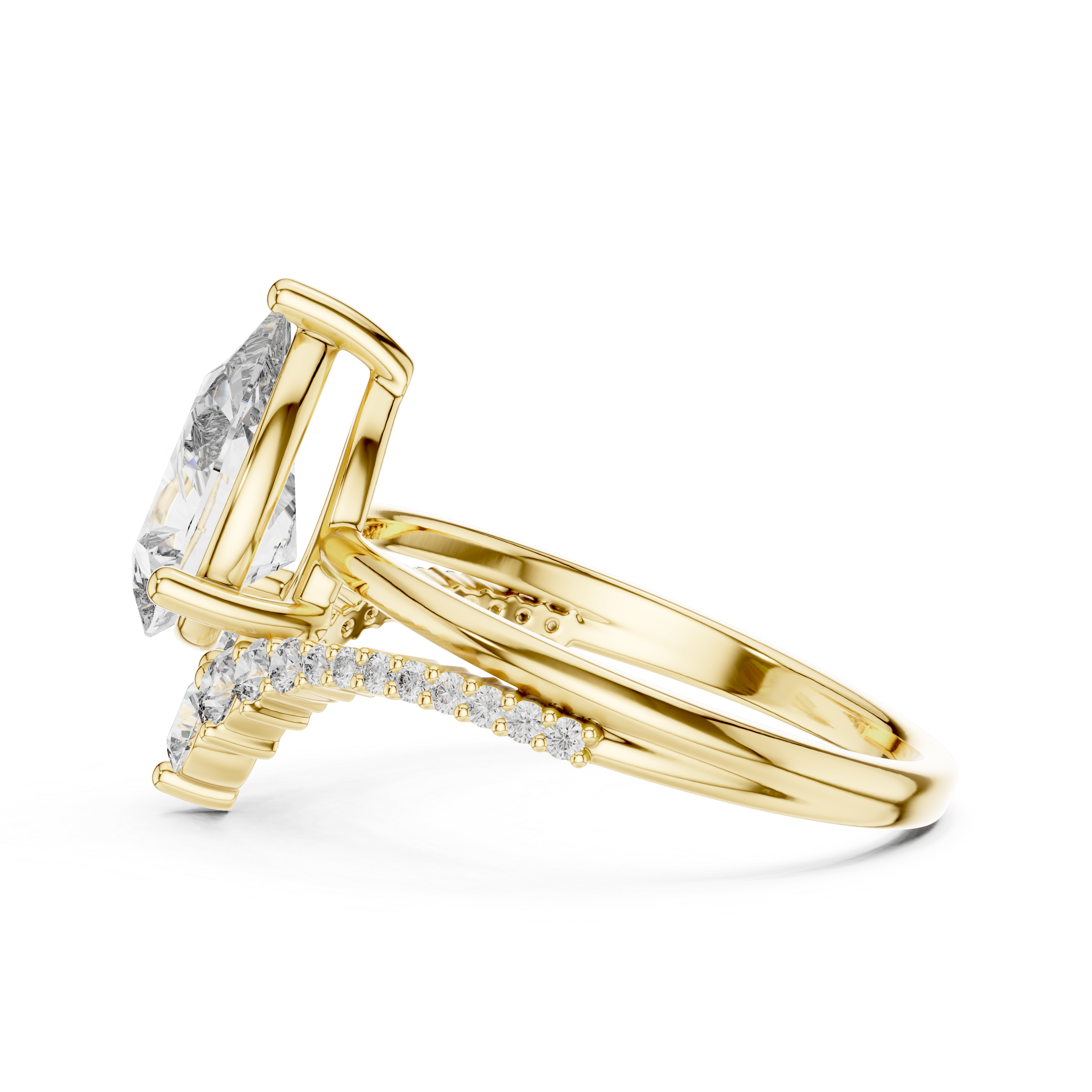 Pear And Round Cut Brilliant Moissanite VVS1 Eternity Engagement Ring