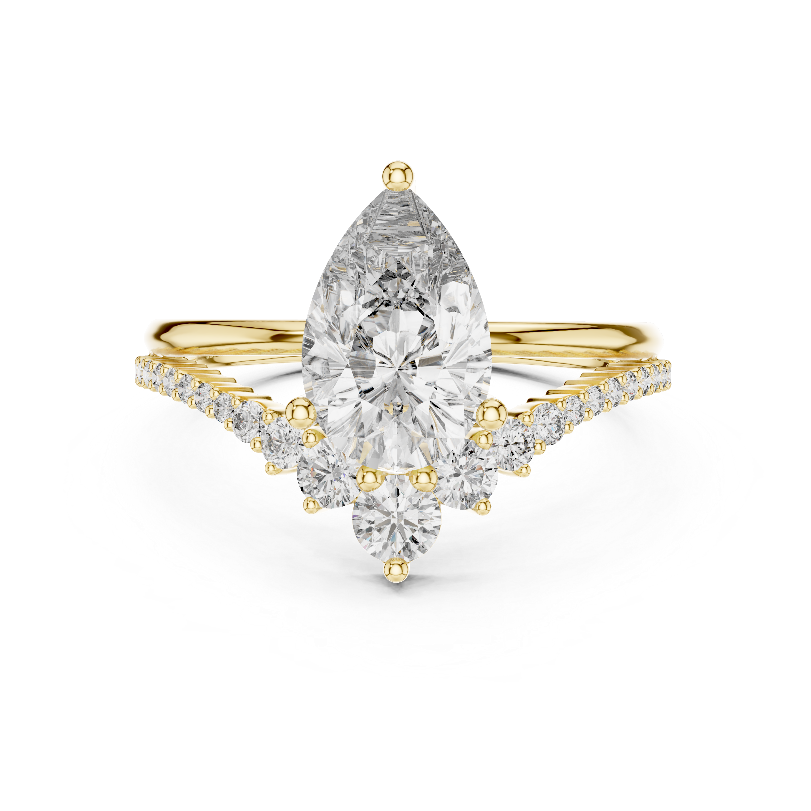 Pear And Round Cut Brilliant Moissanite VVS1 Eternity Engagement Ring
