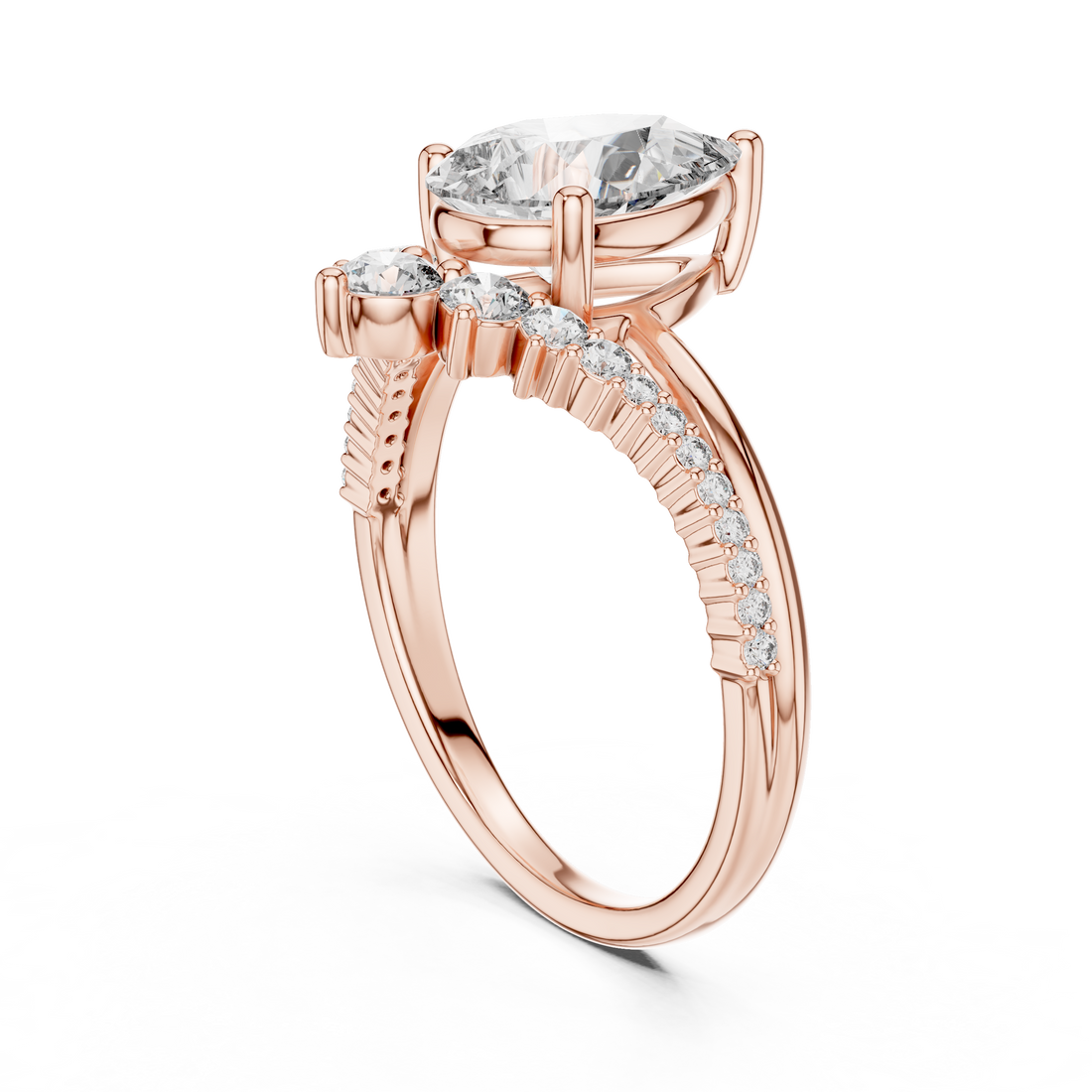 Pear And Round Cut Brilliant Moissanite VVS1 Eternity Engagement Ring