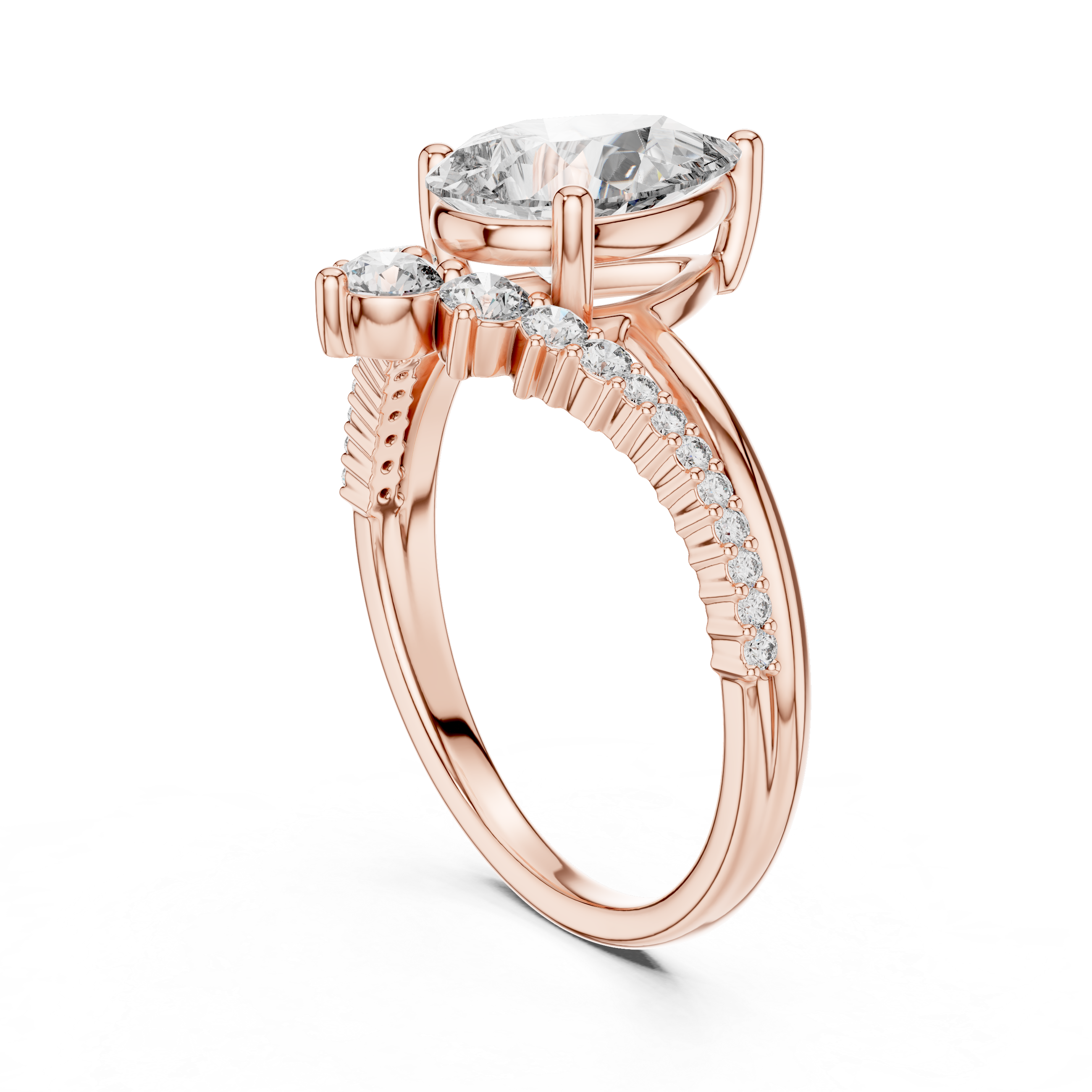 Pear And Round Cut Brilliant Moissanite VVS1 Eternity Engagement Ring