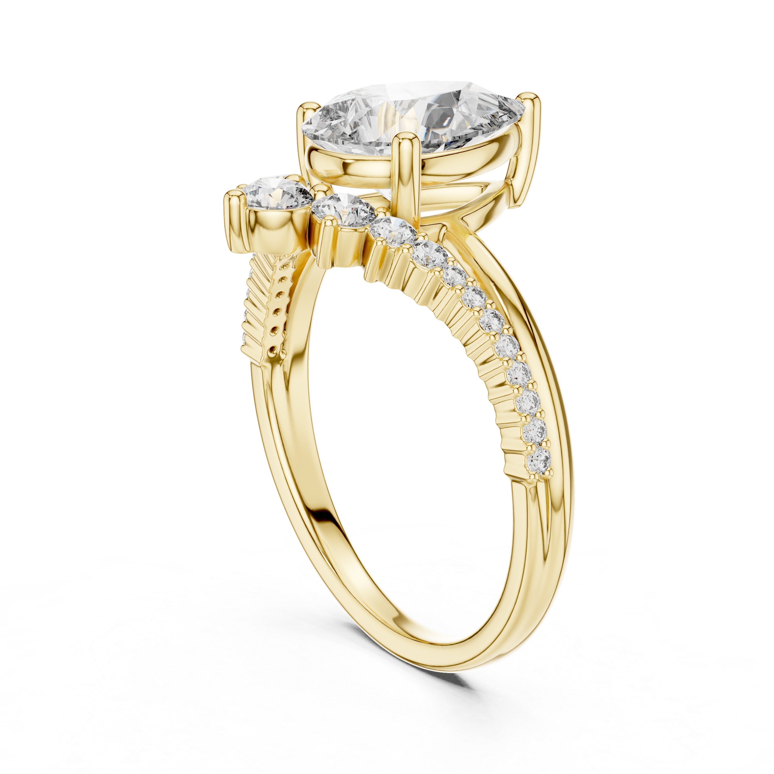 Pear And Round Cut Brilliant Moissanite VVS1 Eternity Engagement Ring