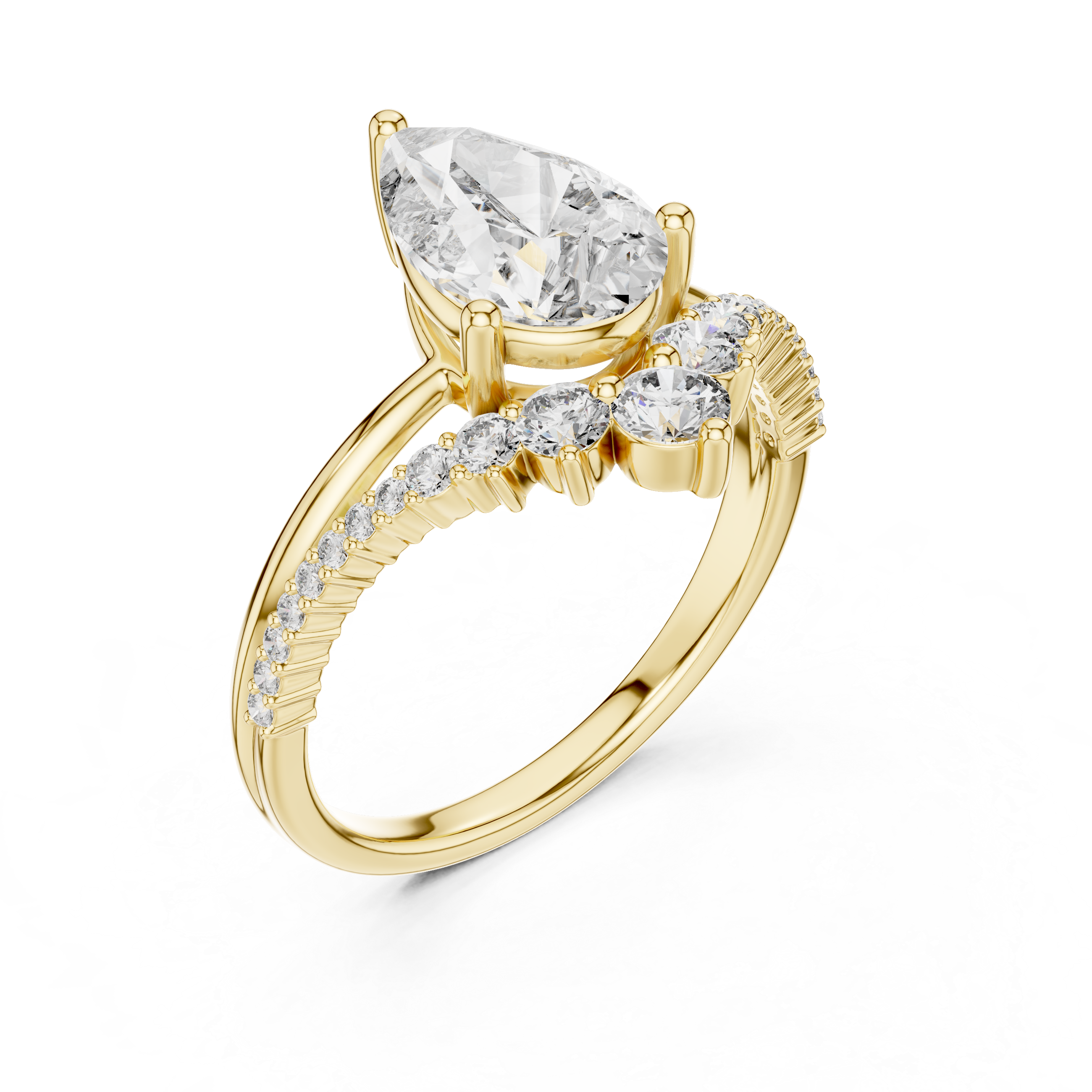 Pear And Round Cut Brilliant Moissanite VVS1 Eternity Engagement Ring