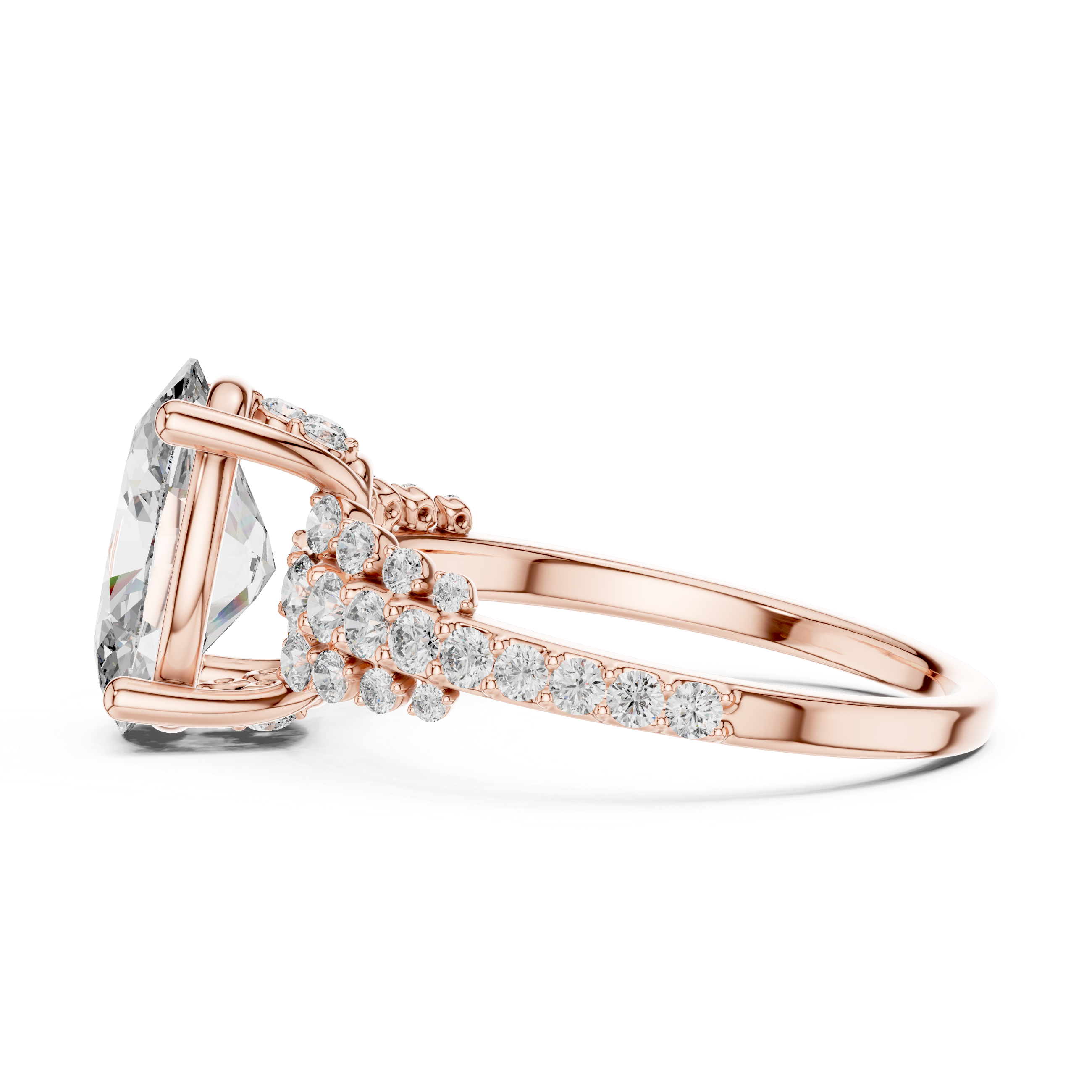 Oval And Round Cut Brilliant Moissanite VVS1 Eternity Engagement Ring