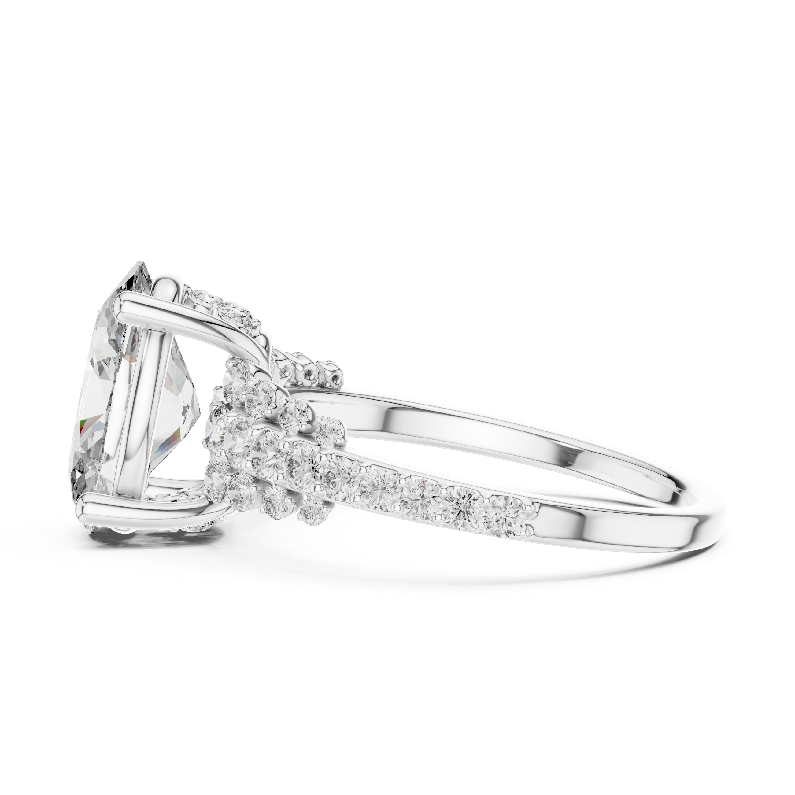 Oval And Round Cut Brilliant Moissanite VVS1 Eternity Engagement Ring