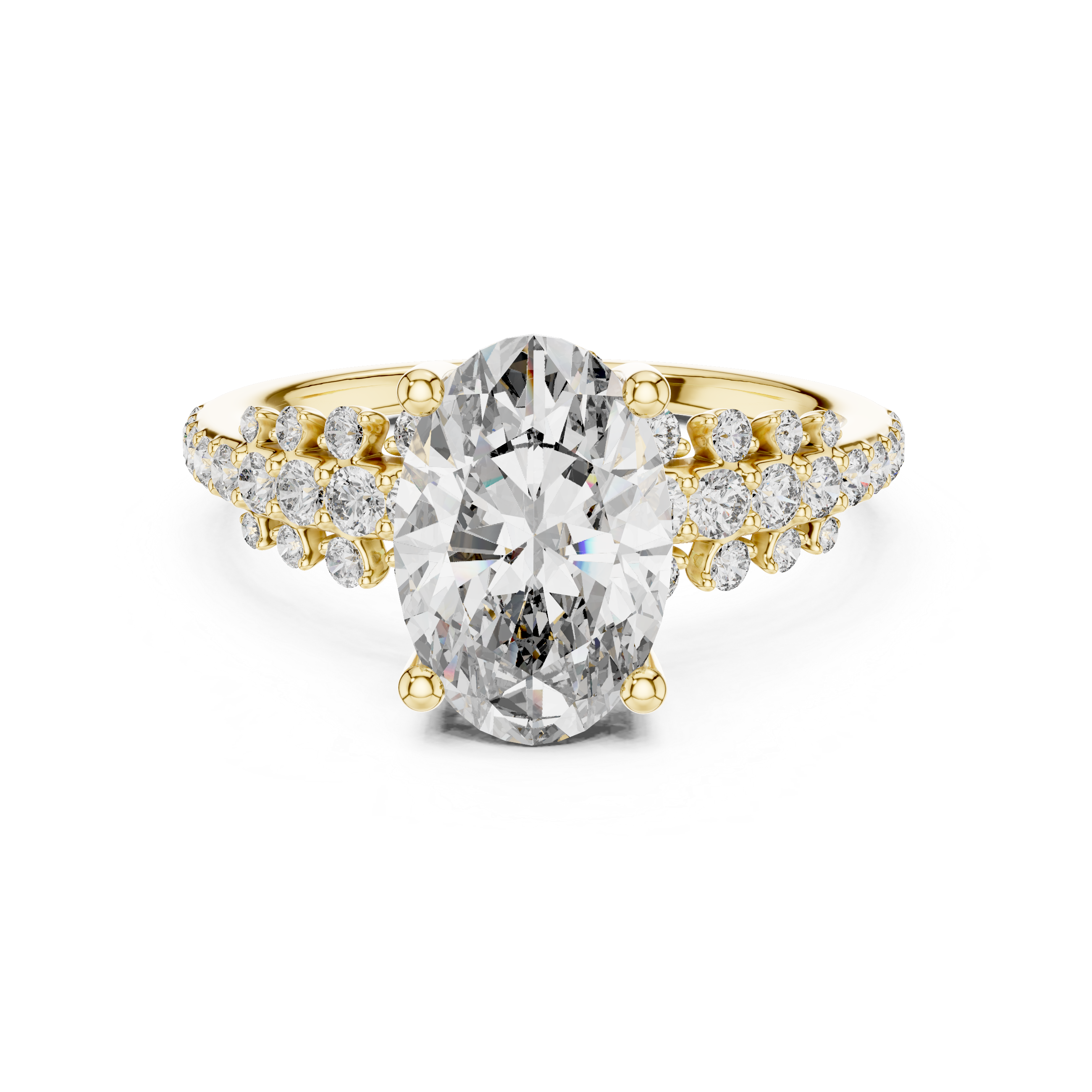 Oval And Round Cut Brilliant Moissanite VVS1 Eternity Engagement Ring