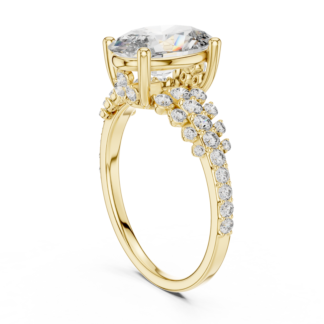 Oval And Round Cut Brilliant Moissanite VVS1 Eternity Engagement Ring