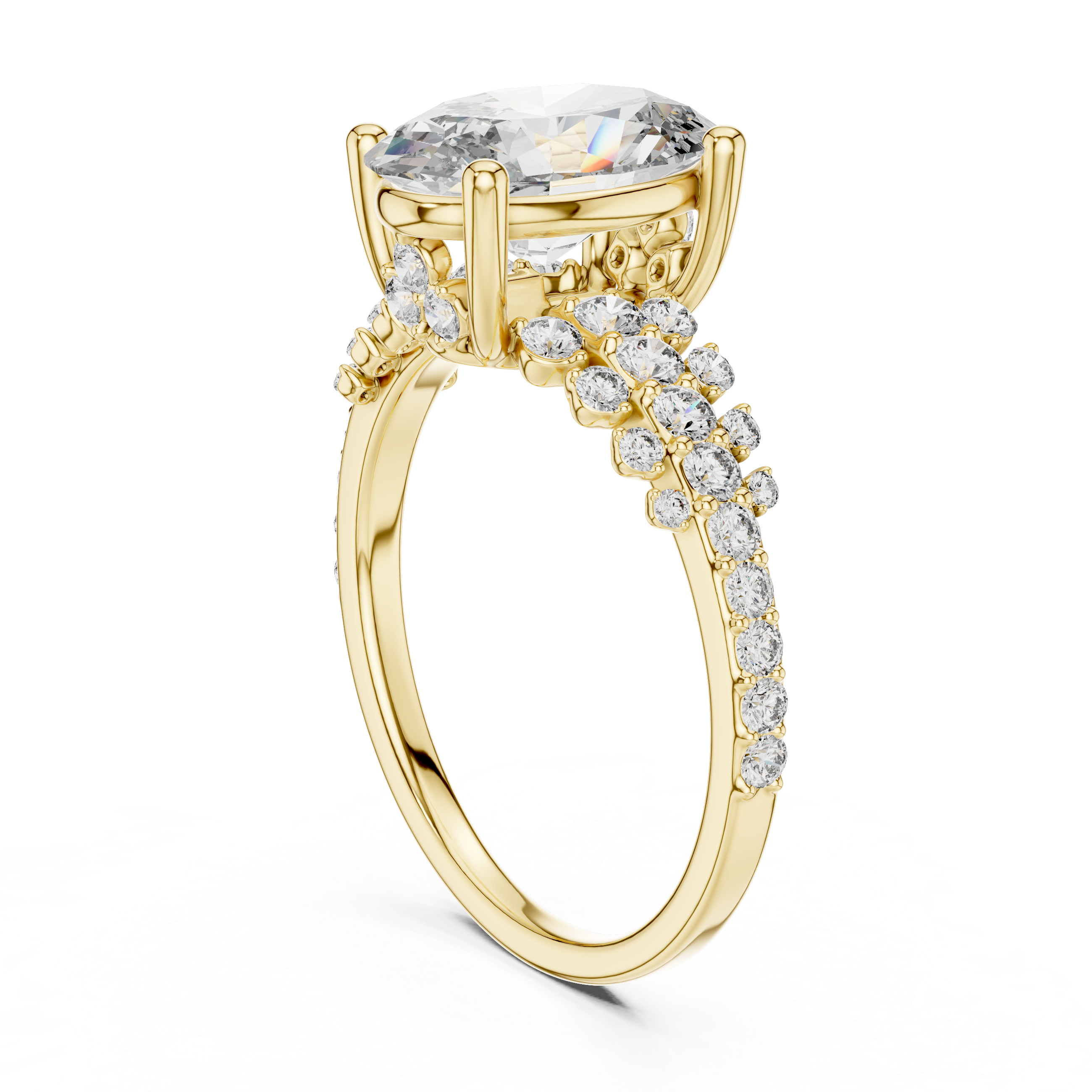 Oval And Round Cut Brilliant Moissanite VVS1 Eternity Engagement Ring
