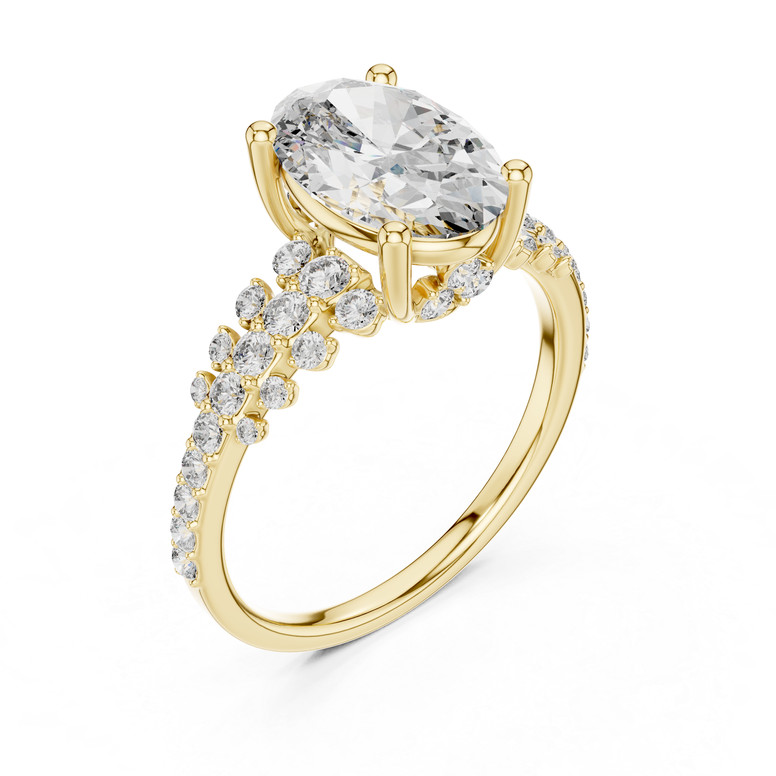Oval And Round Cut Brilliant Moissanite VVS1 Eternity Engagement Ring