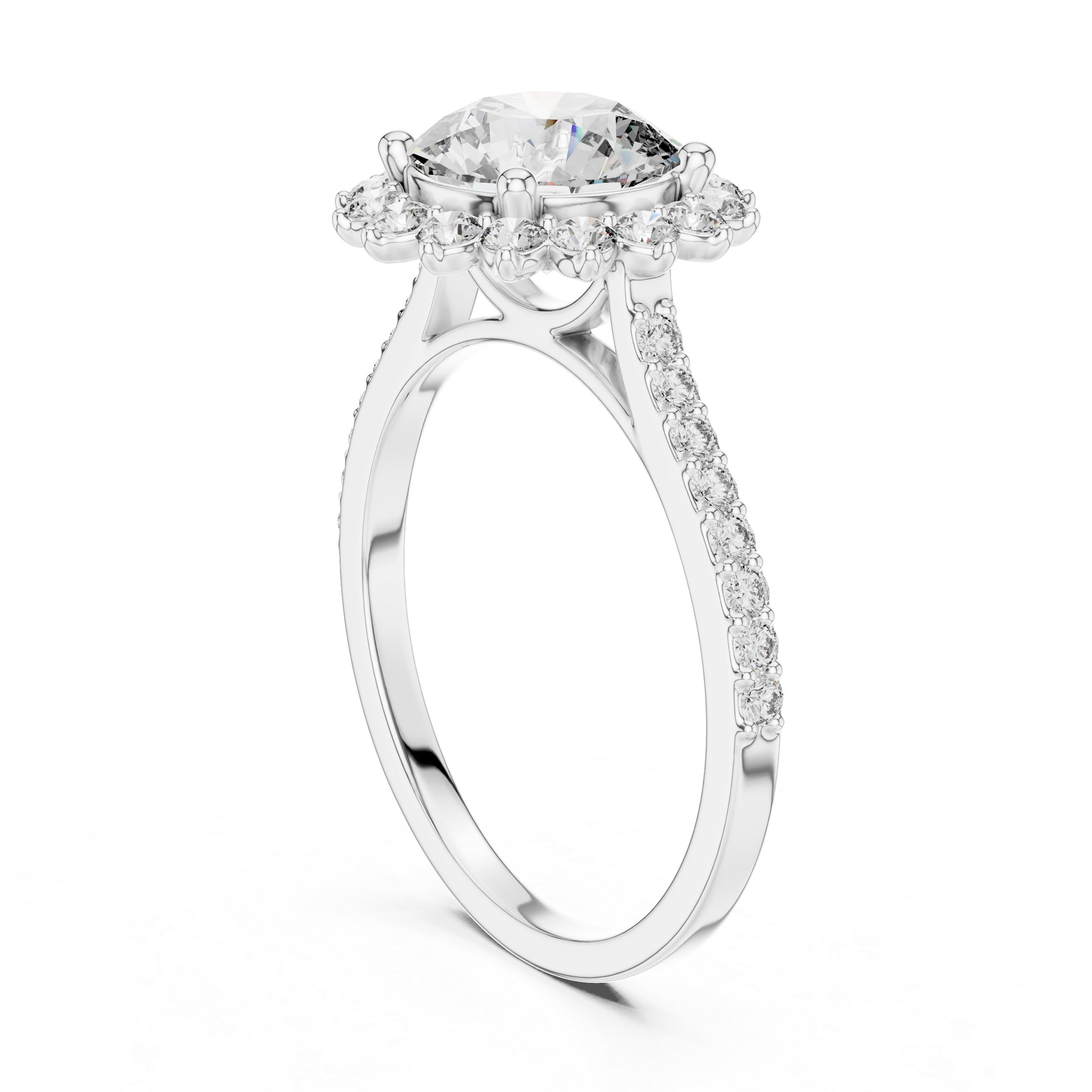 Round Cut Brilliant Moissanite VVS1 Eternity Engagement Ring